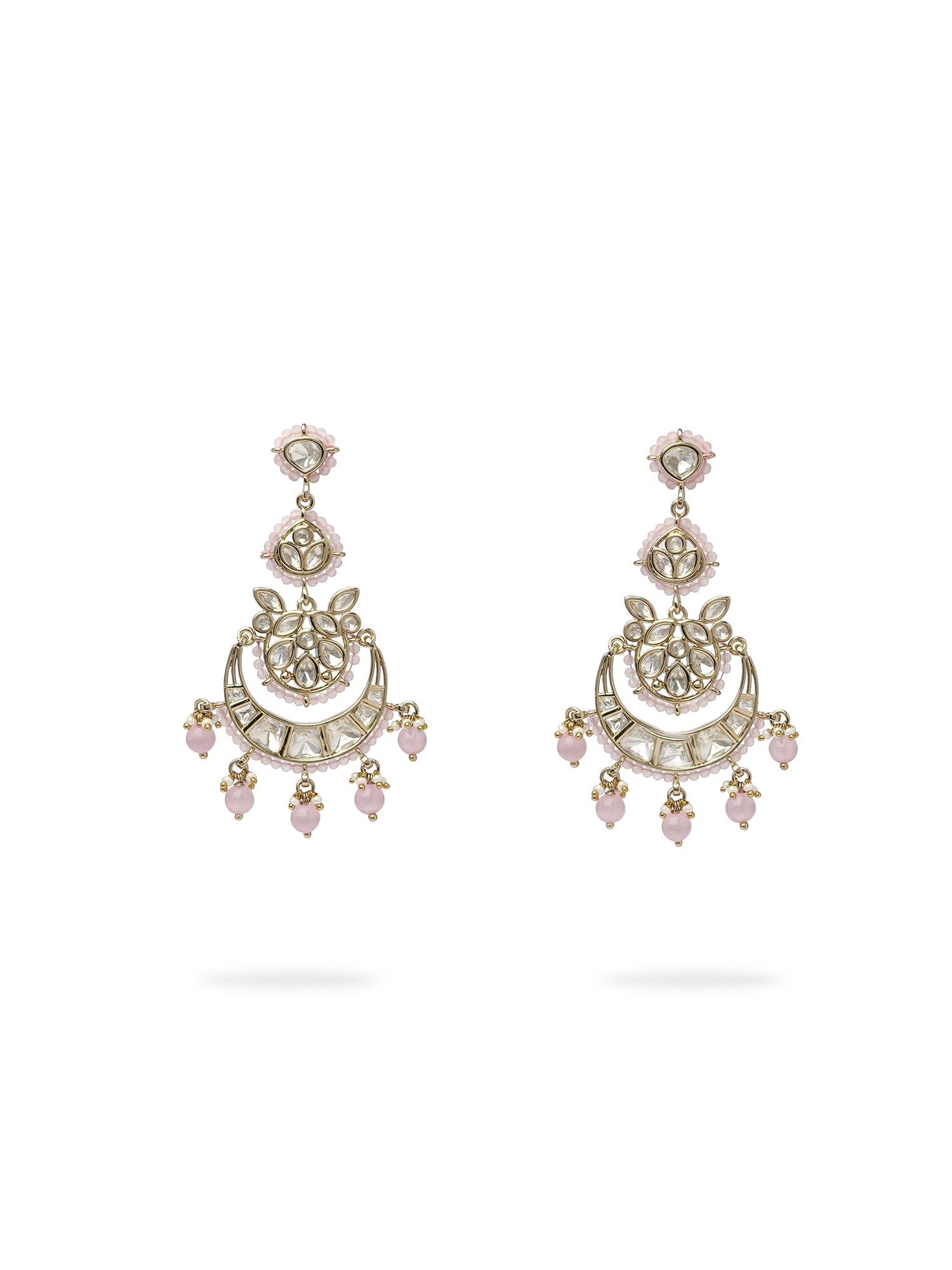 Taj Bridal Kundan Necklace Set in Light Pink