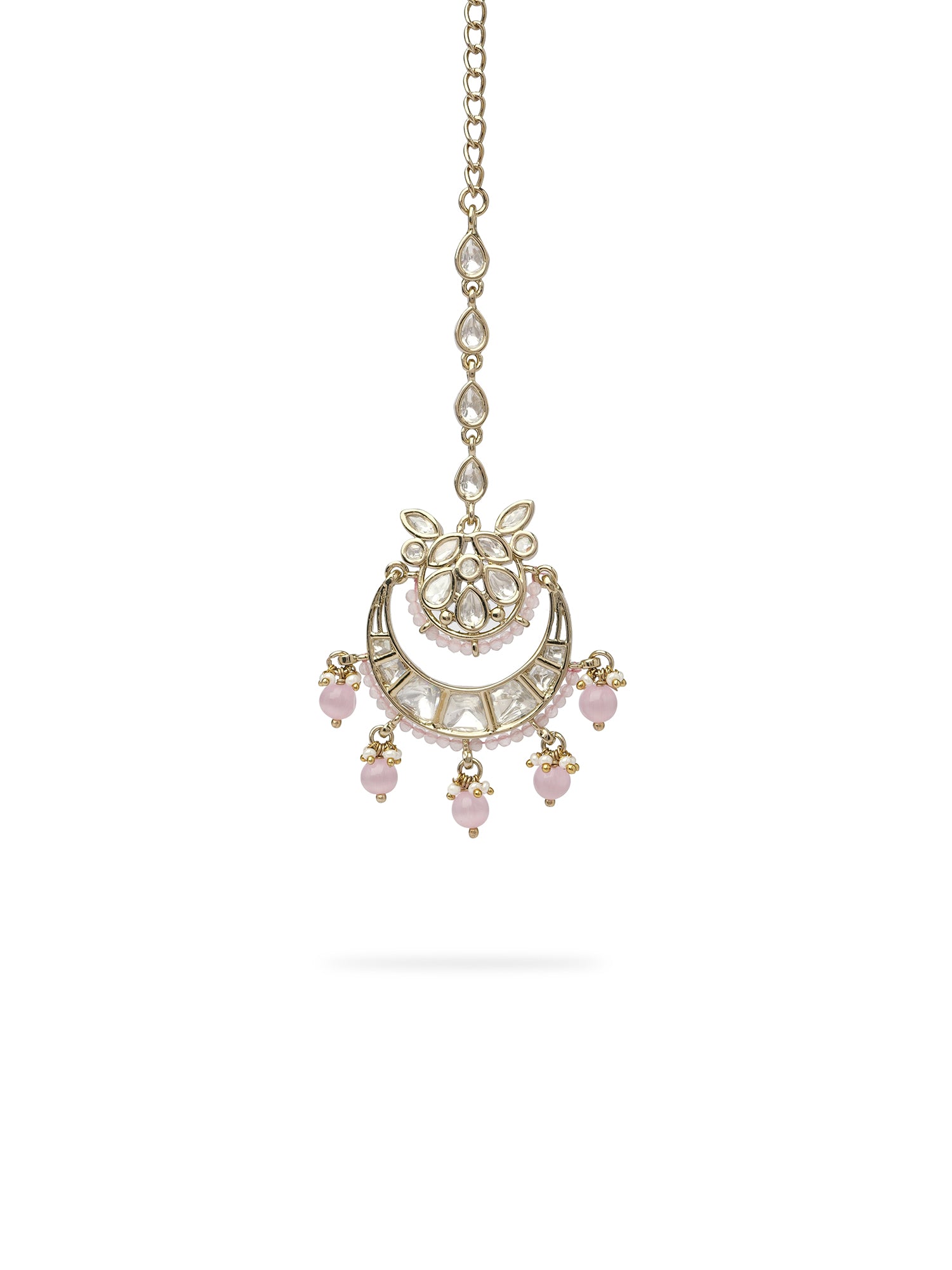 Taj Bridal Kundan Necklace Set in Light Pink