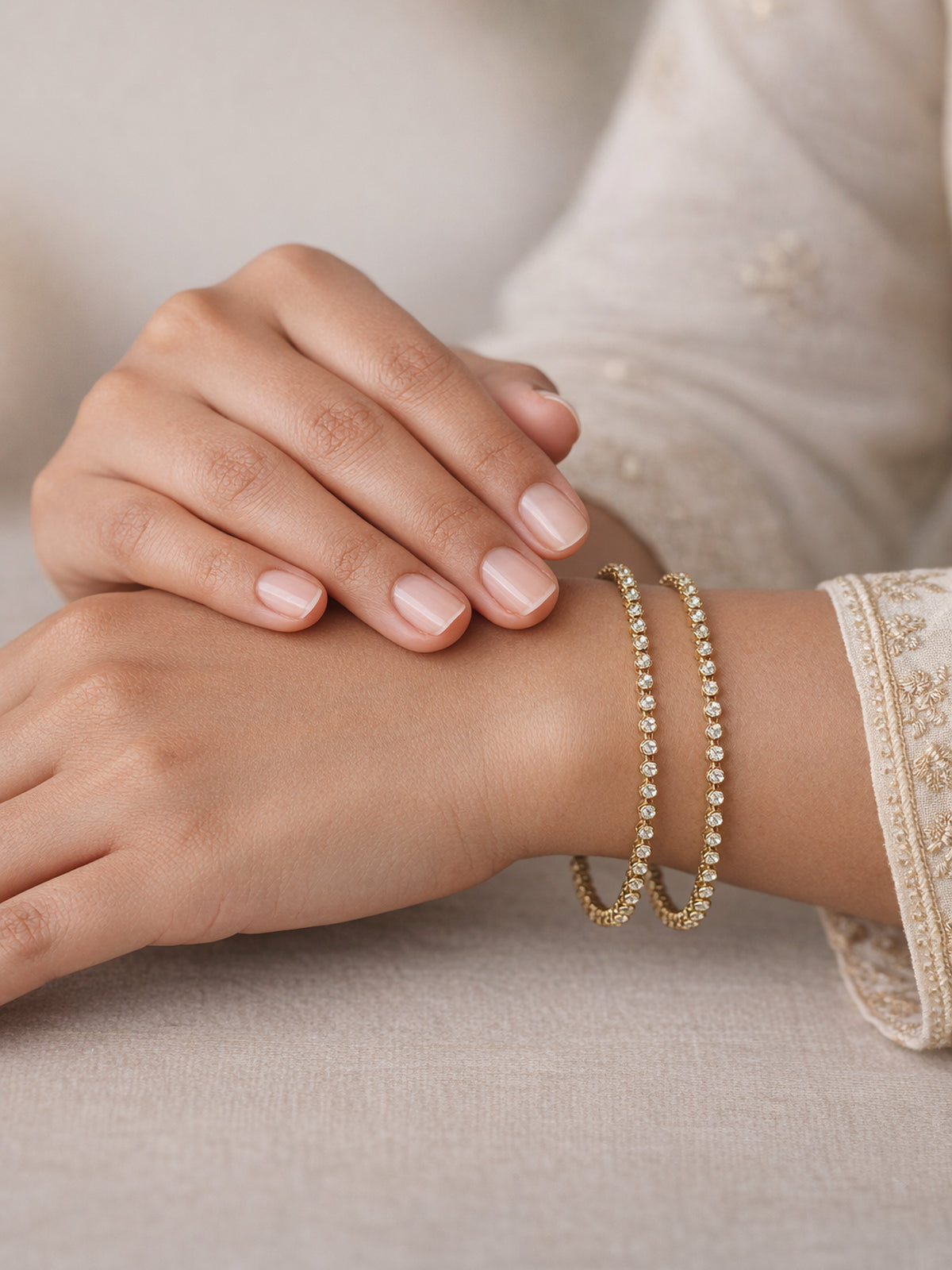 Talia Cubic Zirconia Bangles in Antique Gold