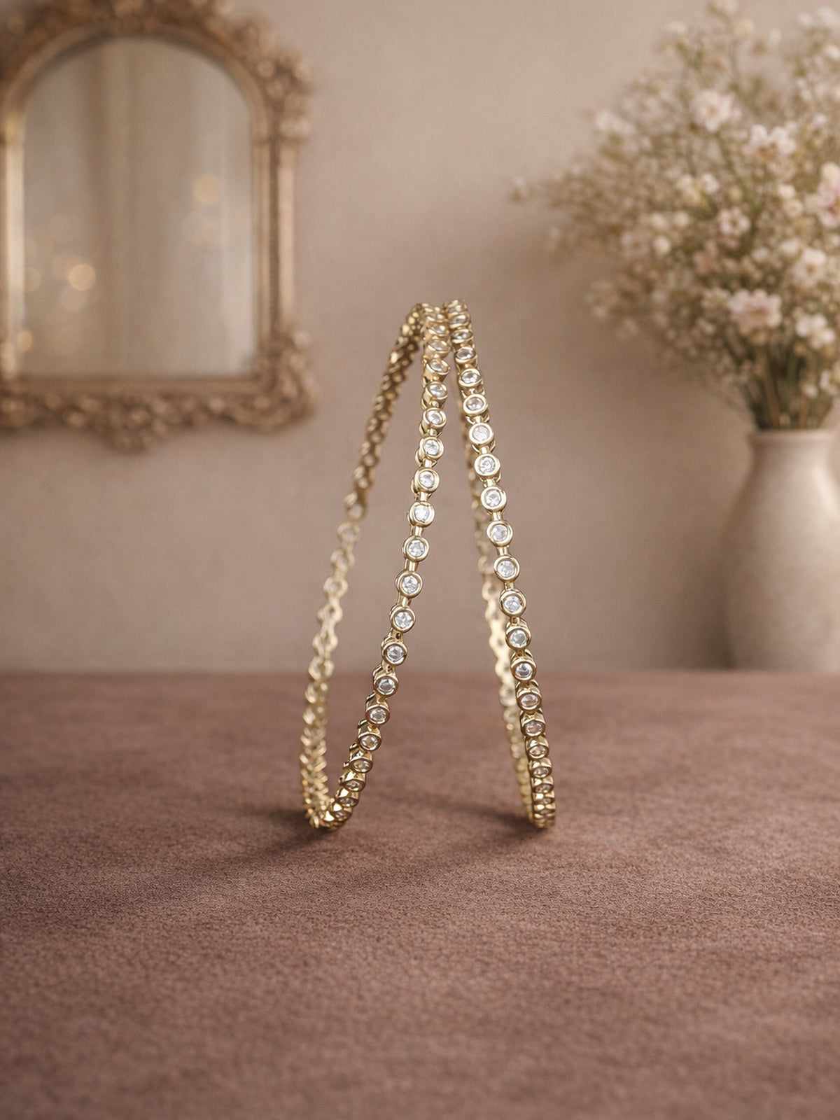 Talia Cubic Zirconia Bangles in Antique Gold 