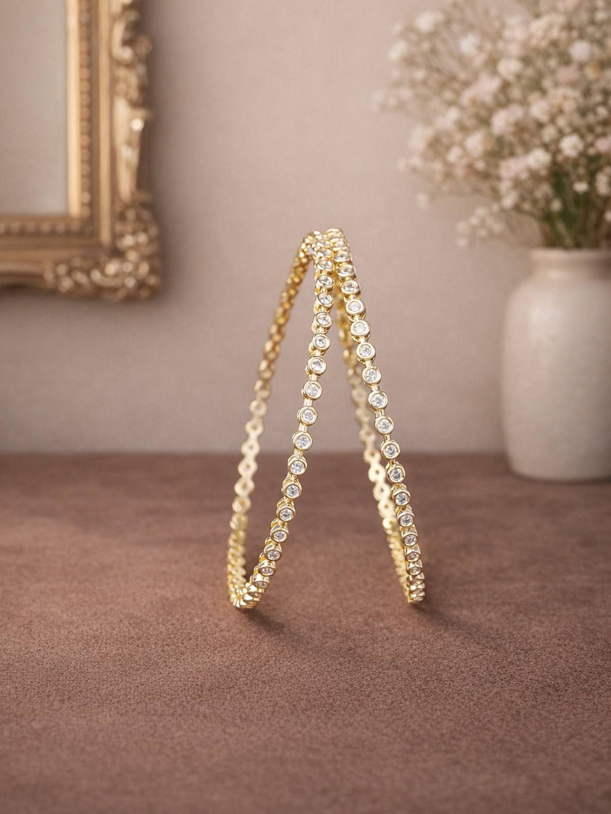 Talia Cubic Zirconia Bangles in Gold 