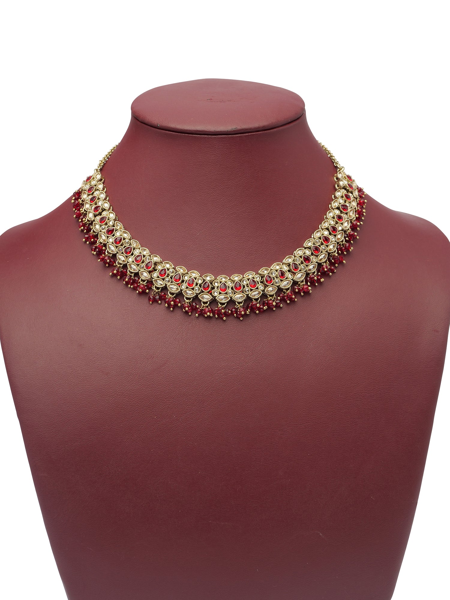 Tamira Necklace Set in Maroon