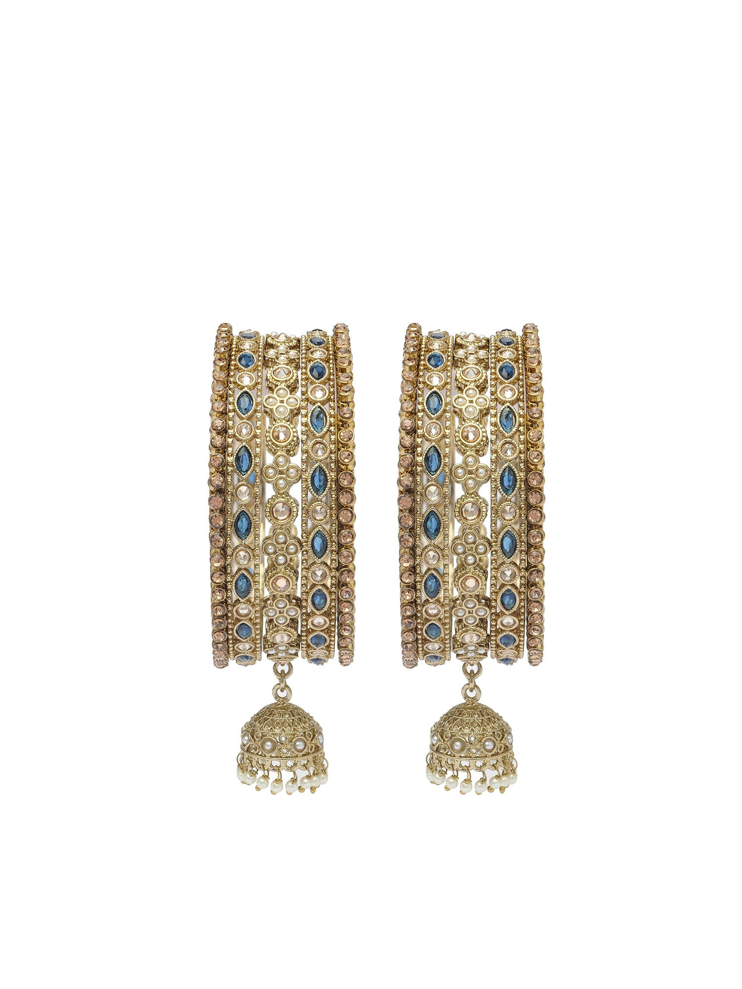Tanira Jhumka Bangle Set in Blue