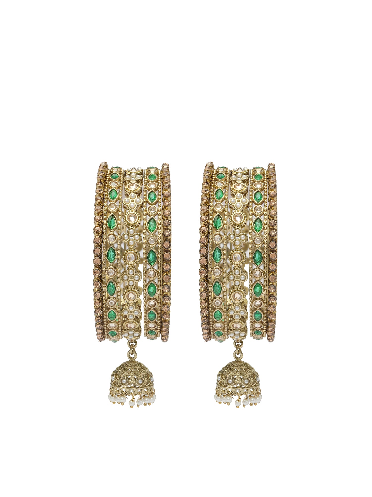 Tanira Jhumka Bangle Set in Green