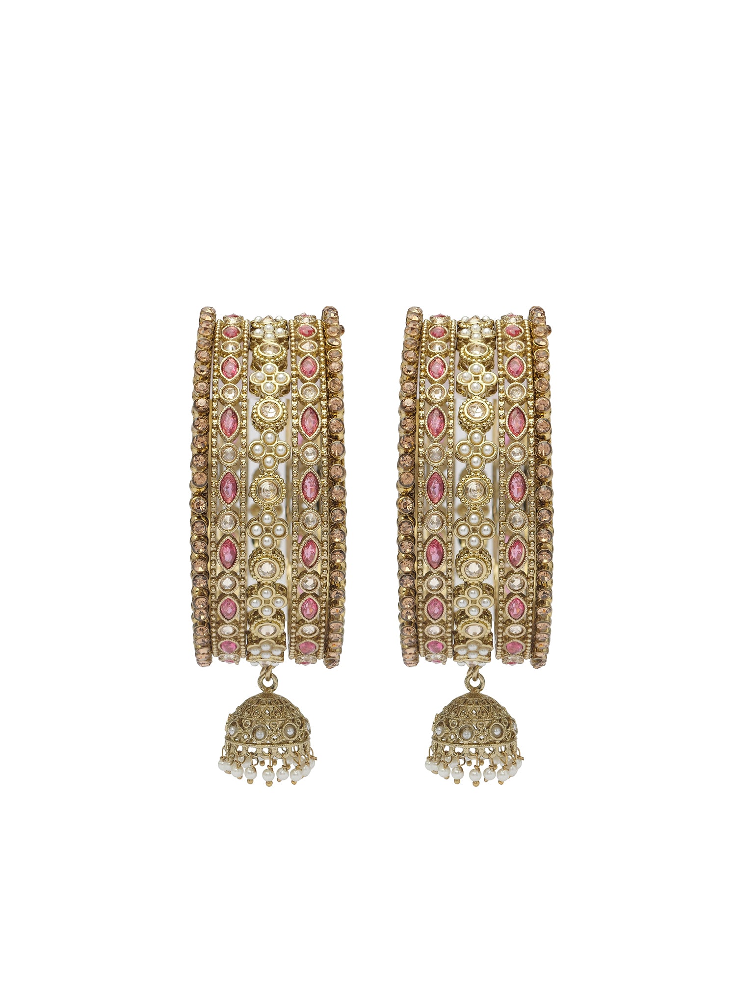 Tanira Jhumka Bangle Set in Hot Pink