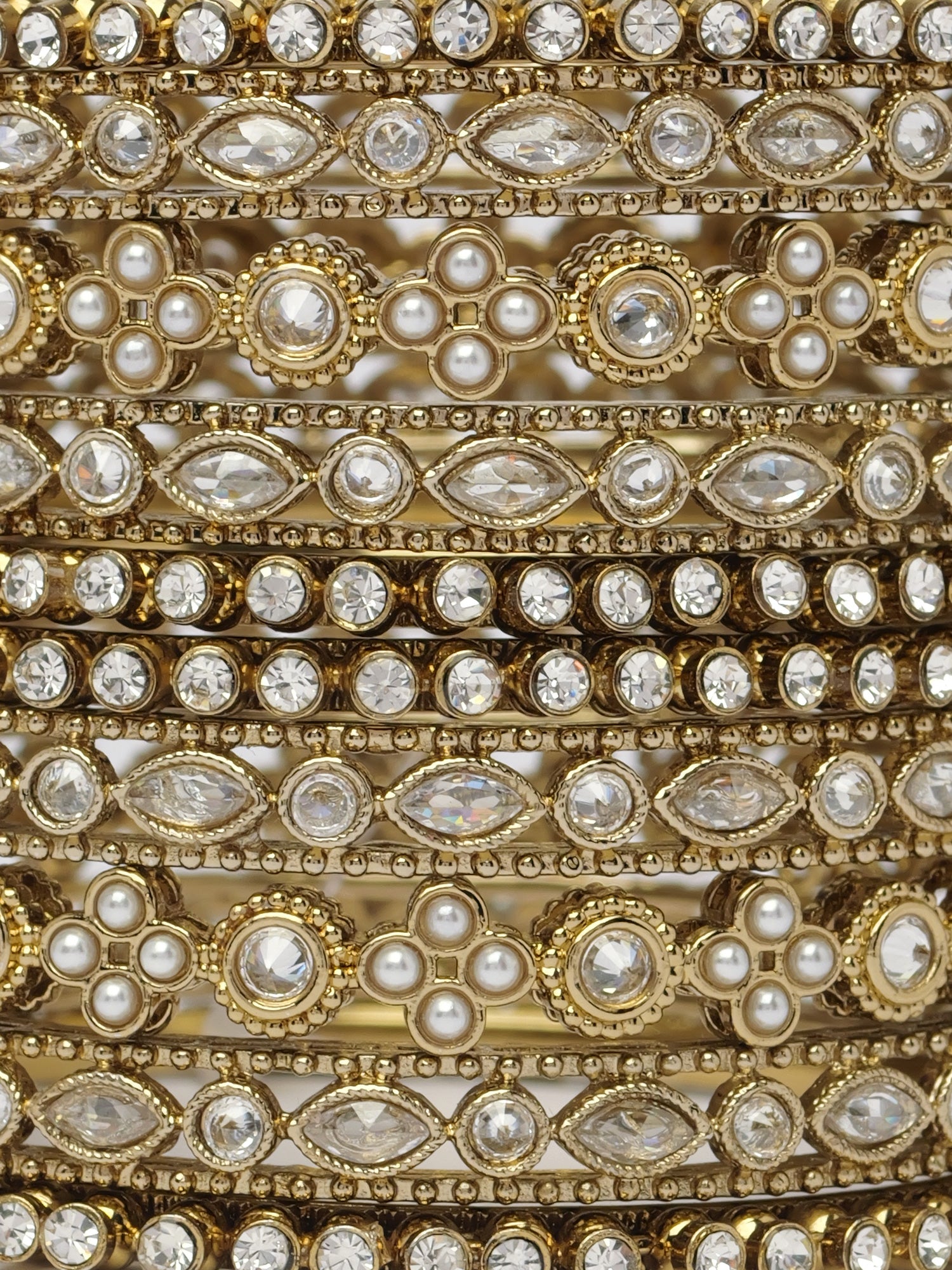 Tanira Jhumka Bangle Set in White