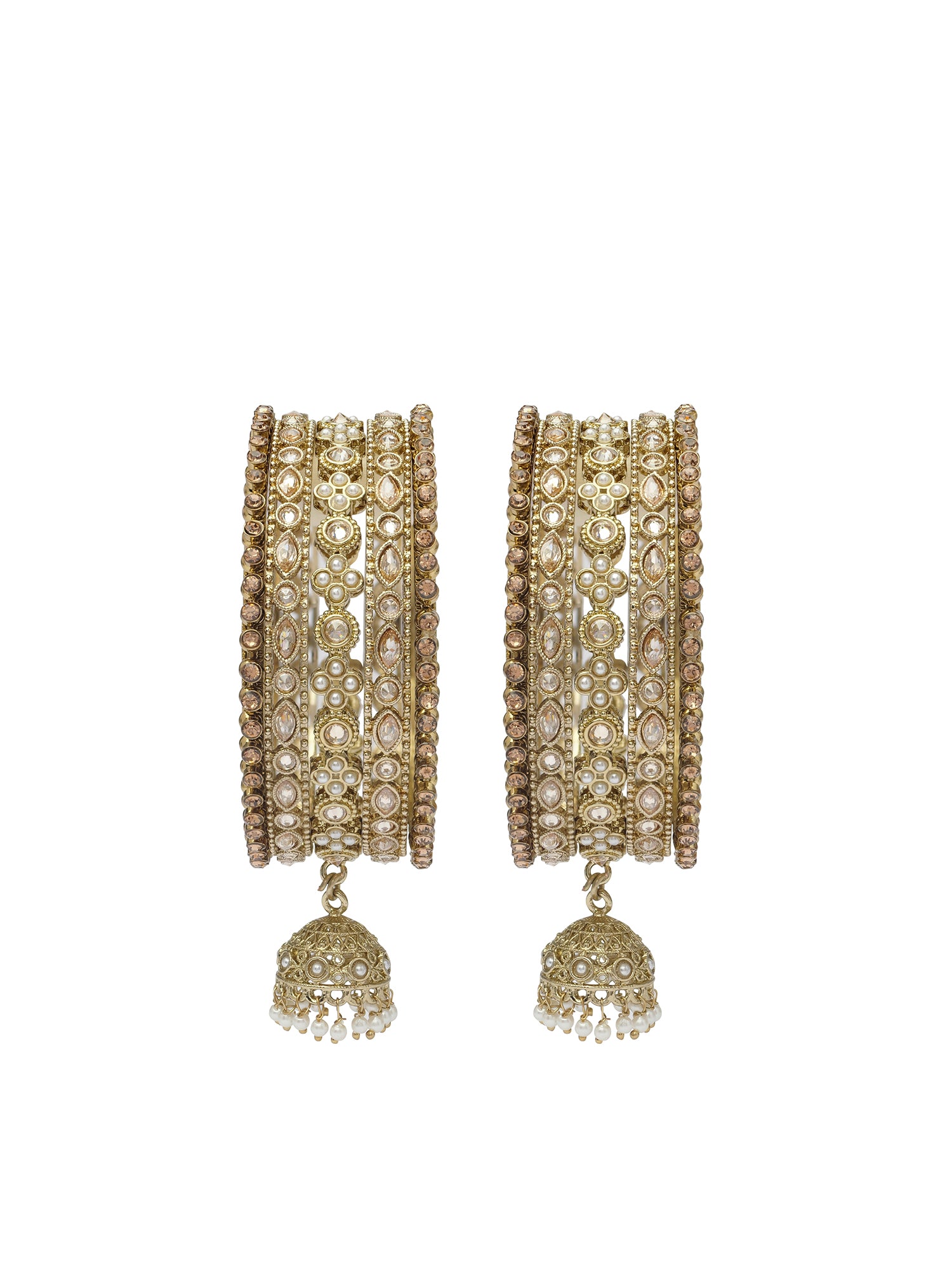 Tanira Jhumka Bangle Set in Champagne