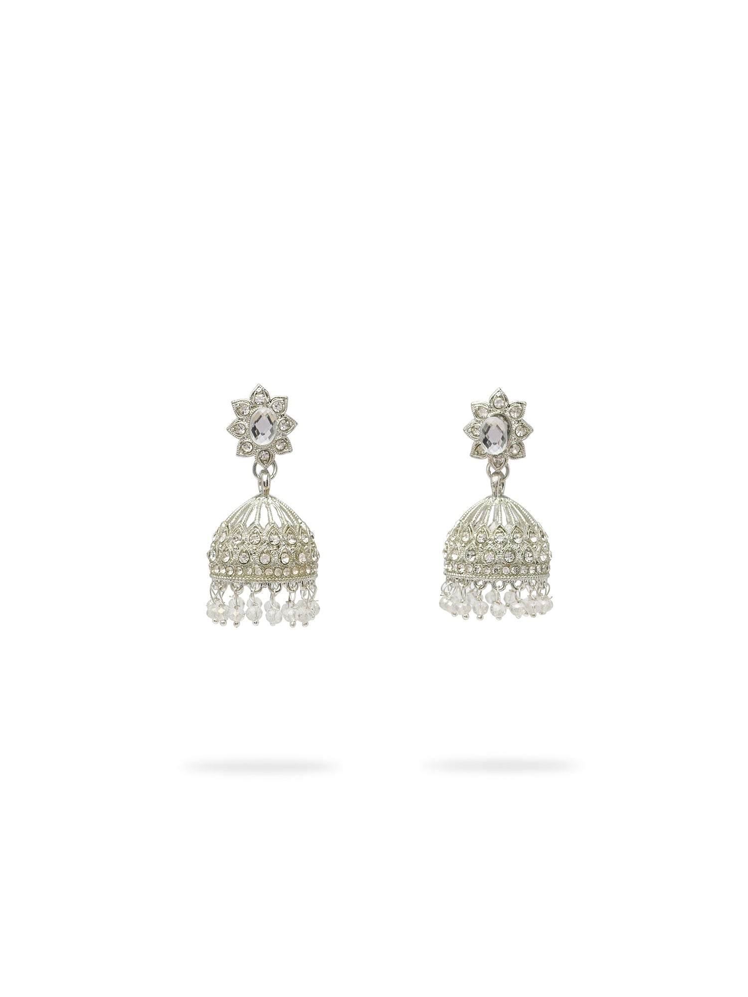 Tanisha Jhumka Earrings in Rhodium