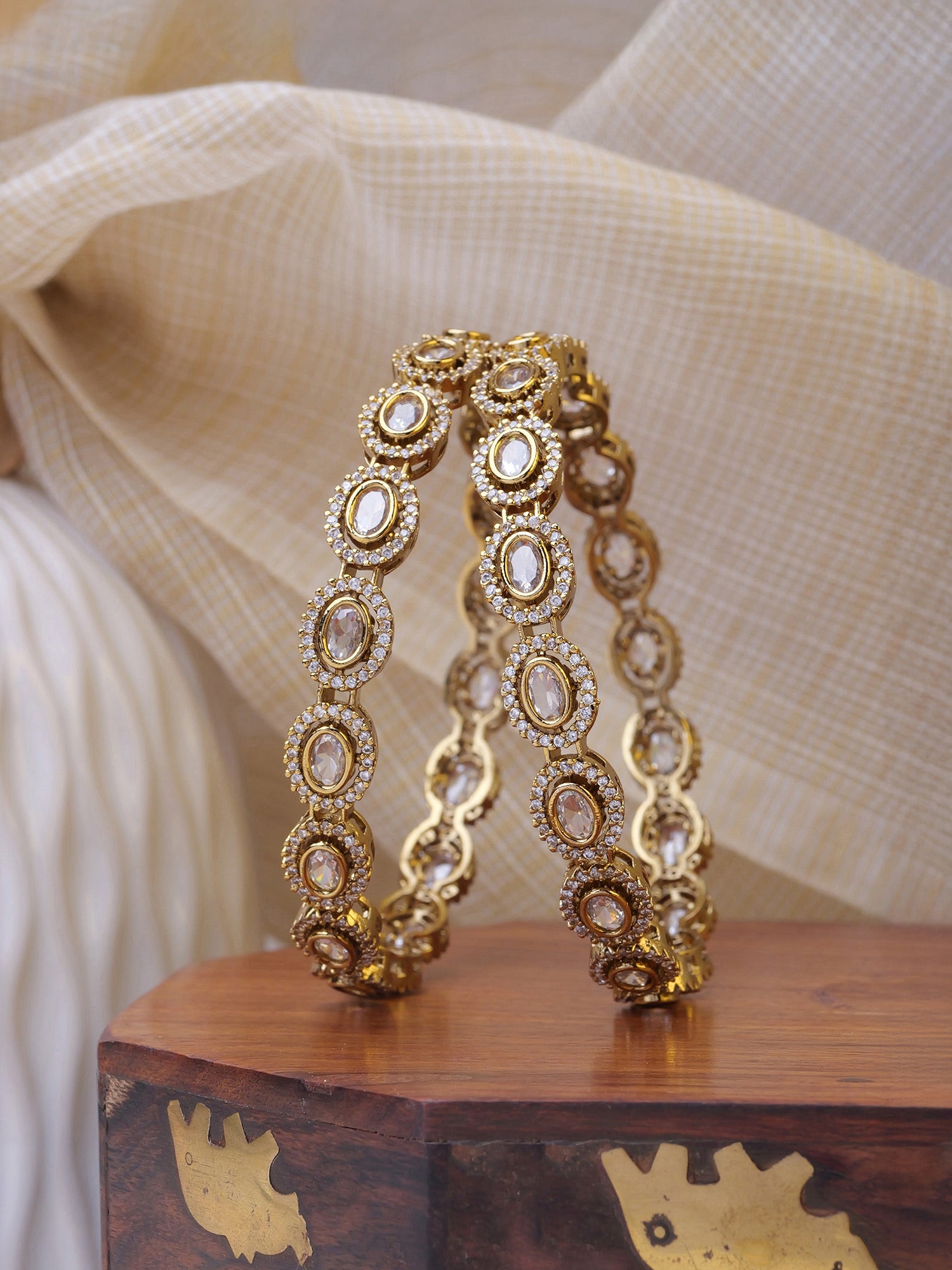 Taniya Cubic Zirconia Bangles in White