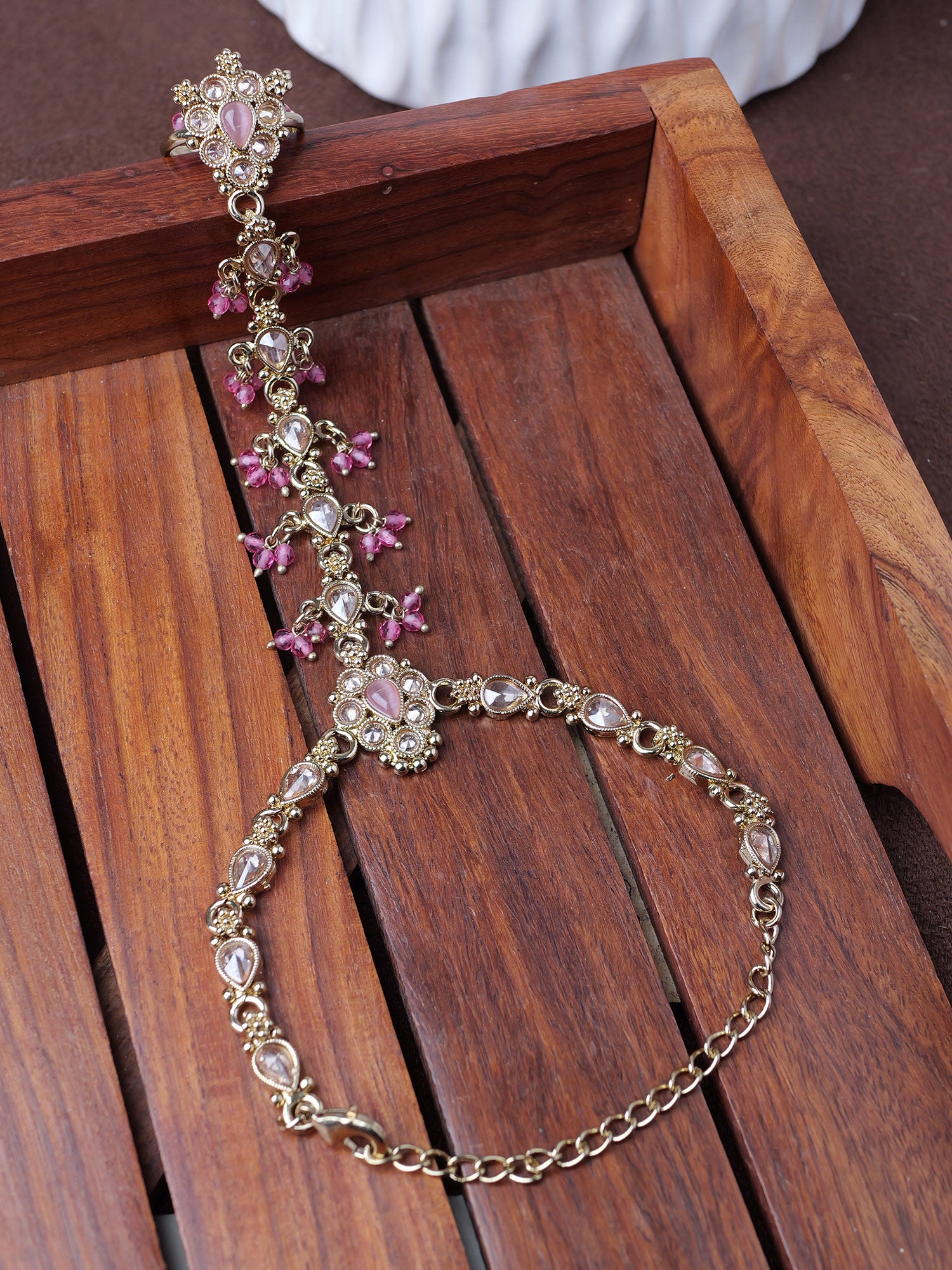 Tanvi Hand Chain in Pink