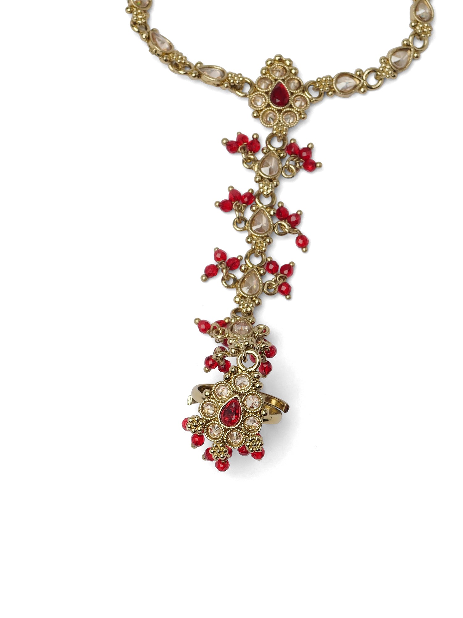 Tanvi Hand Chain in Maroon