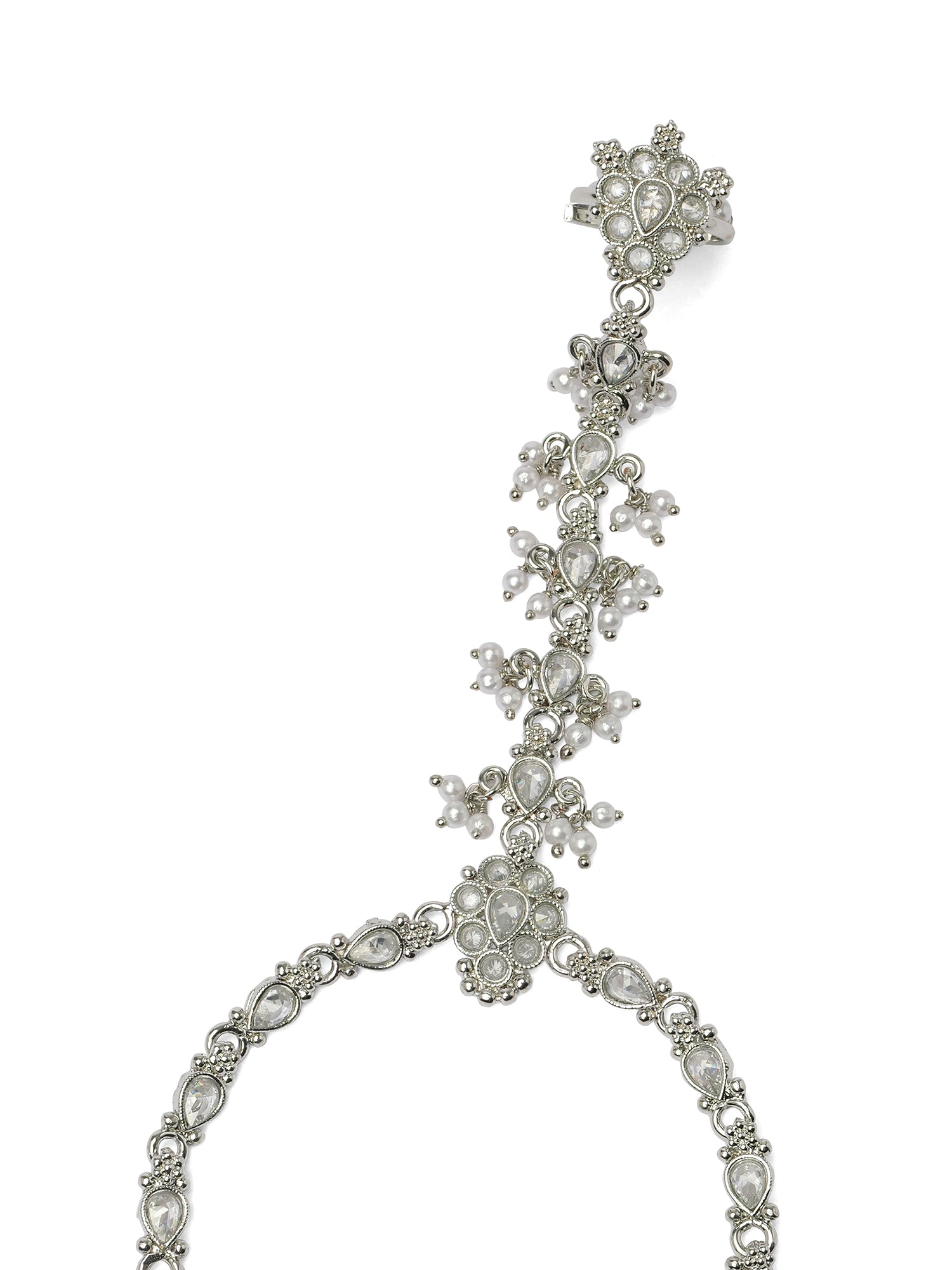 Tanvi Hand Chain in Rhodium