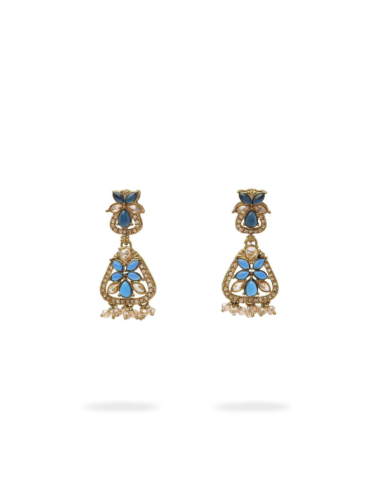 Tanvi Necklace Set in Blue and Antique Gold
