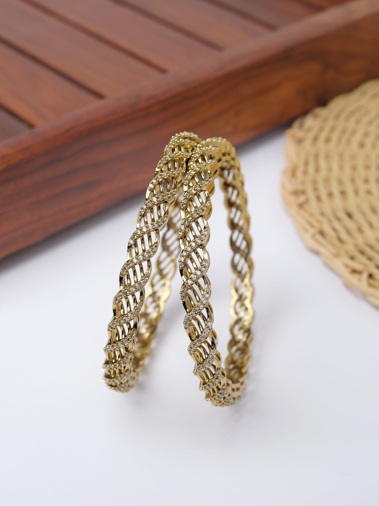 Tara Cubic Zirconia Bangles in White