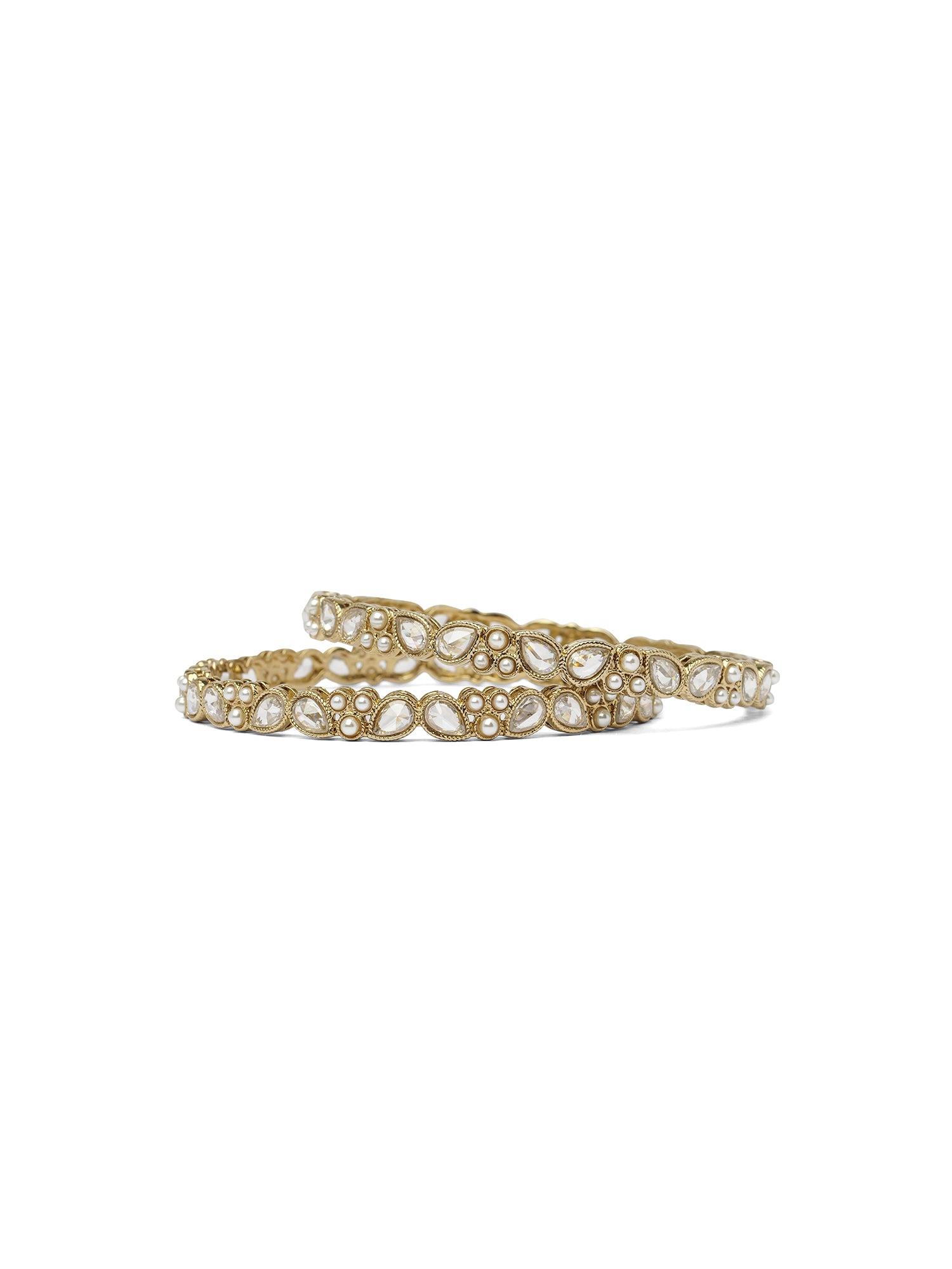 Tarangi Kada Pearl Bangles in White