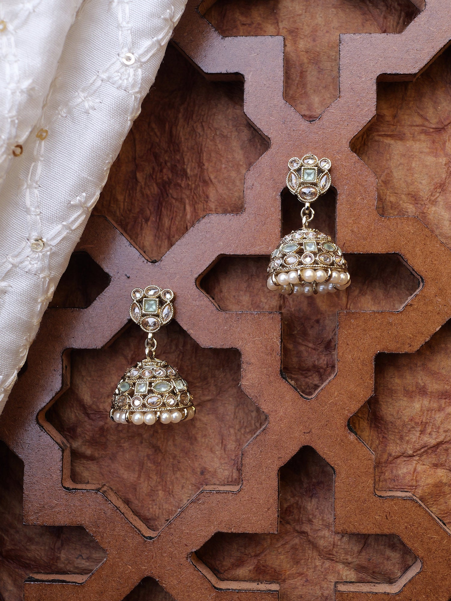 Tisha Jhumka Earrings in Mint