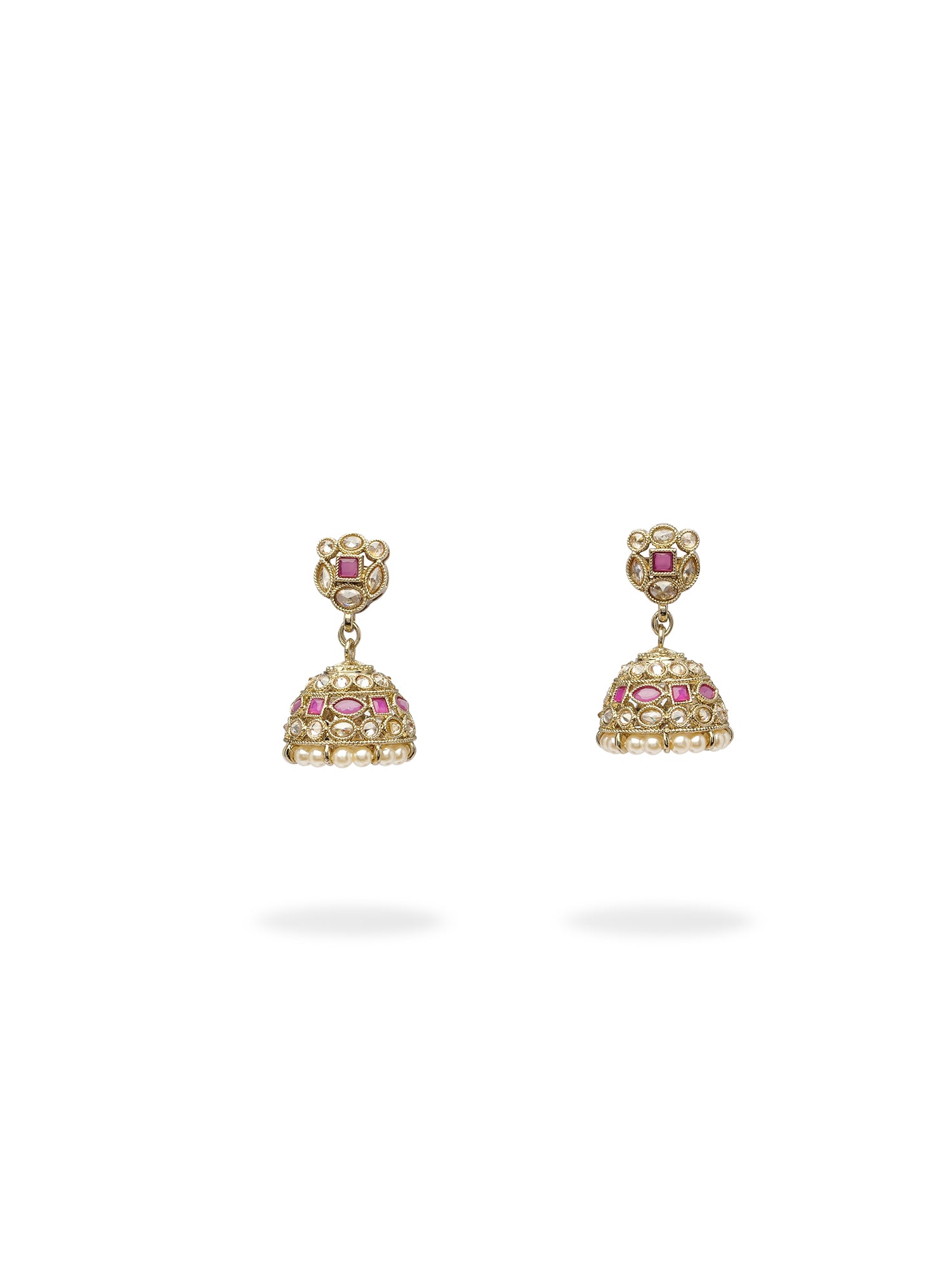 Tisha Jhumka Earrings in Ruby