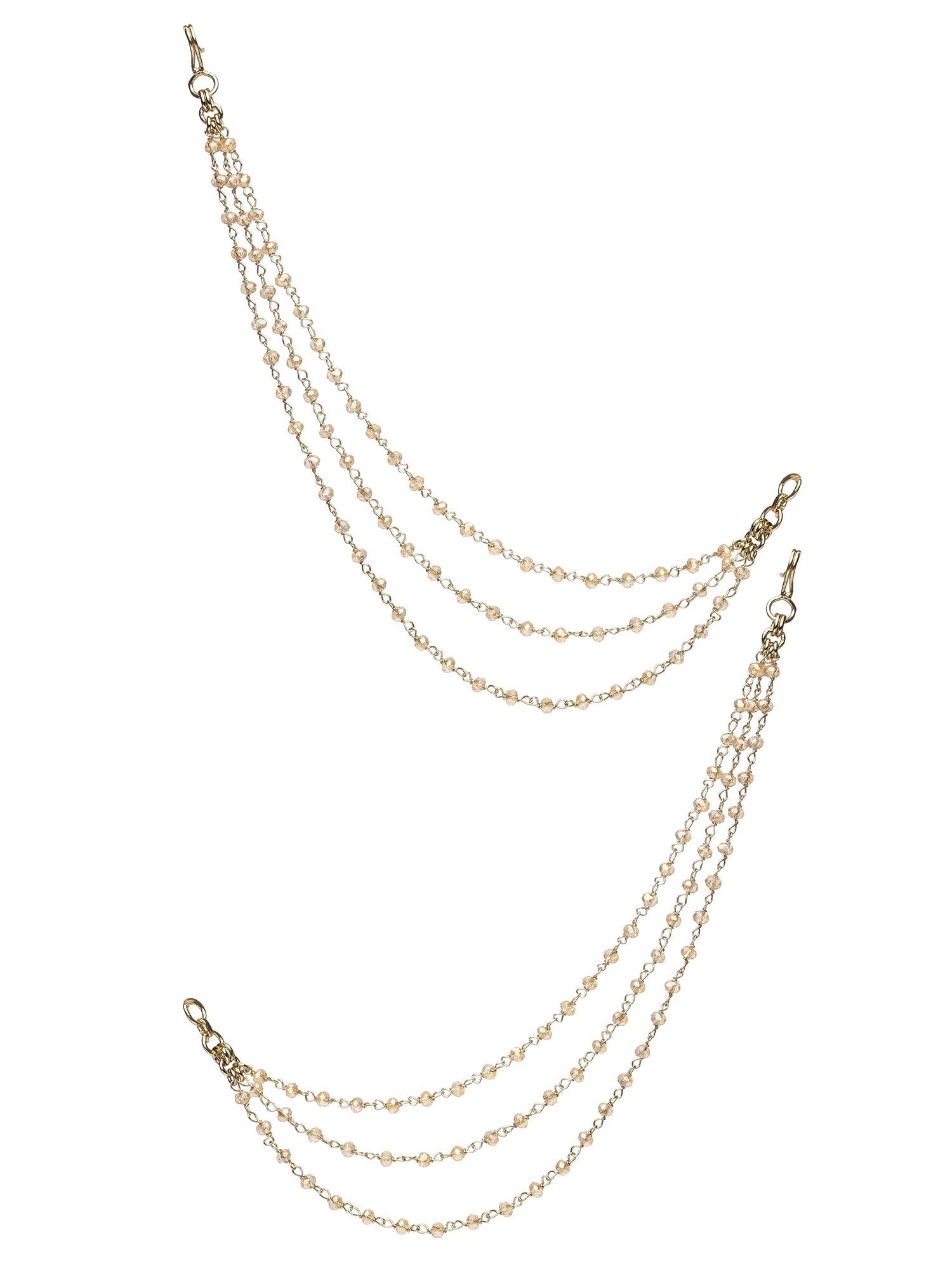 Triple Layer Bead Ear Chains in Champagne