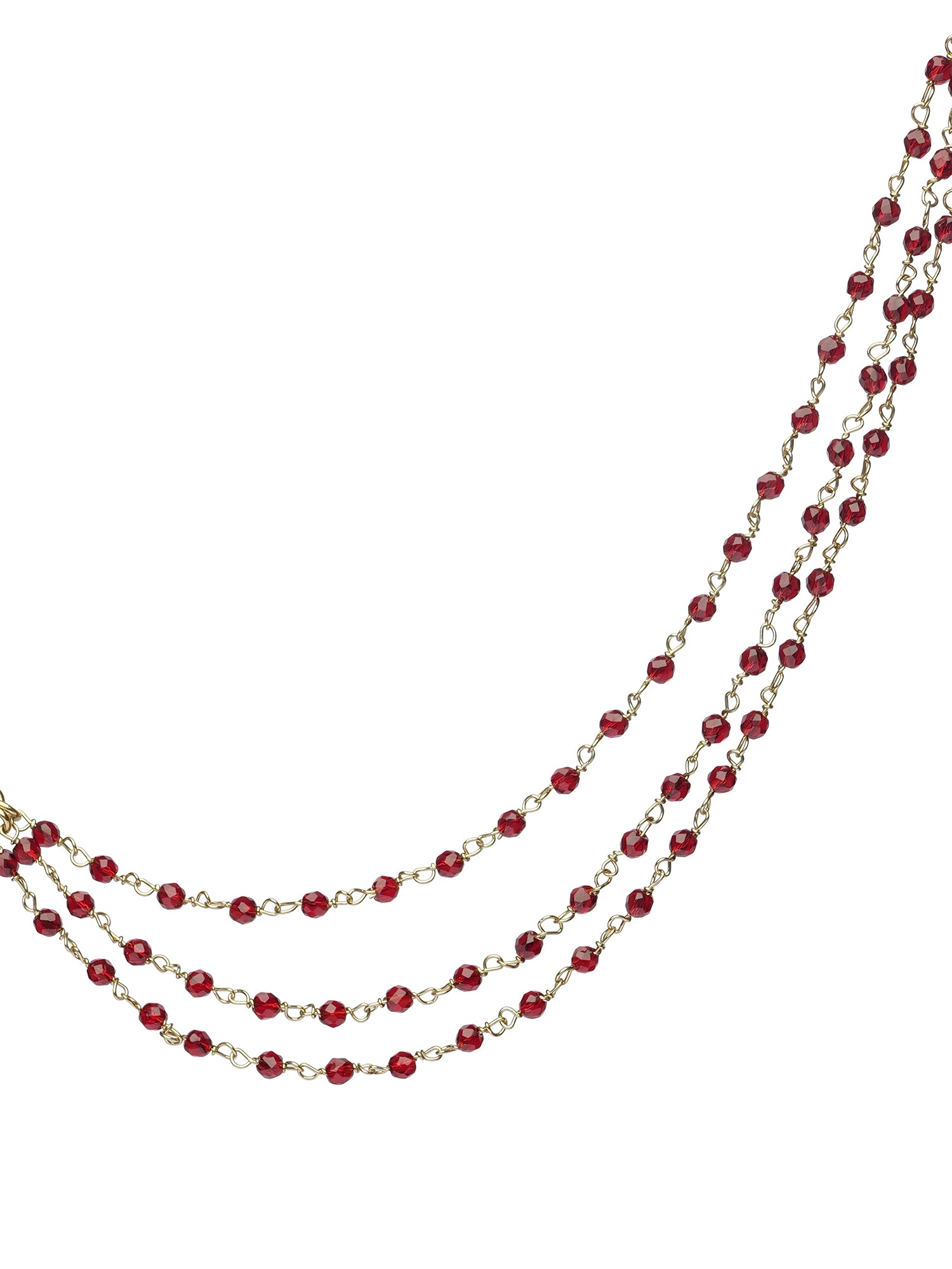 Triple Layer Bead Ear Chains in Maroon