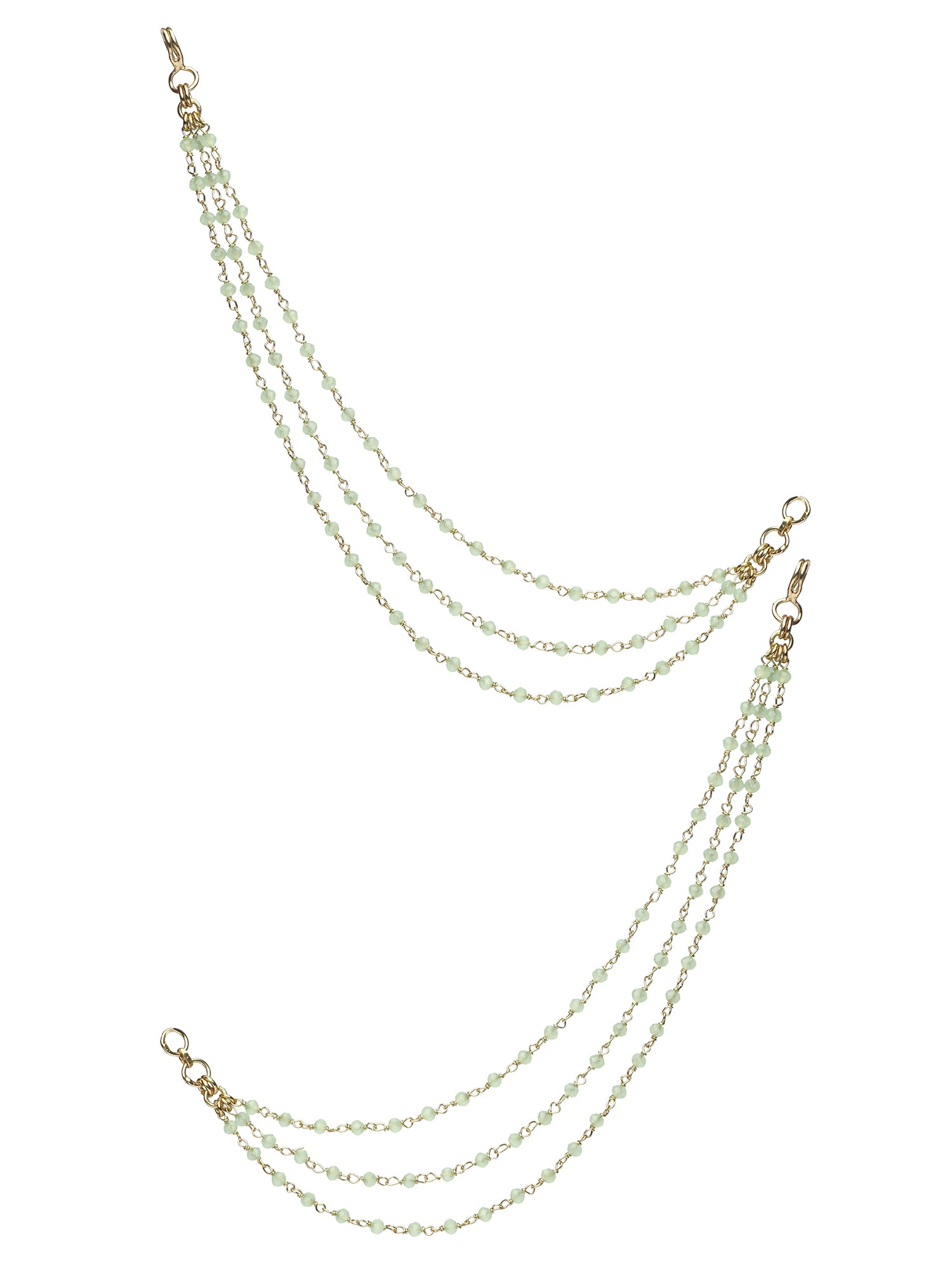 Triple Layer Bead Ear Chains in Mint