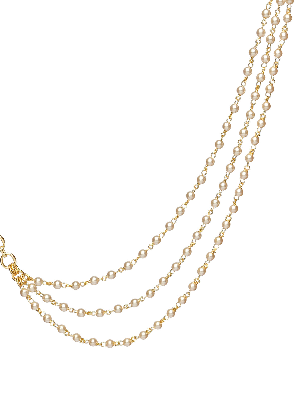 Triple Layer Bead Ear Chains in White