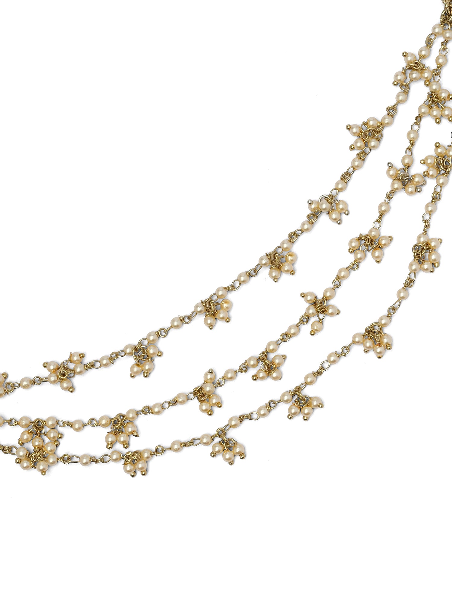 Triple Layer Pearl Ghungroo Ear Chain