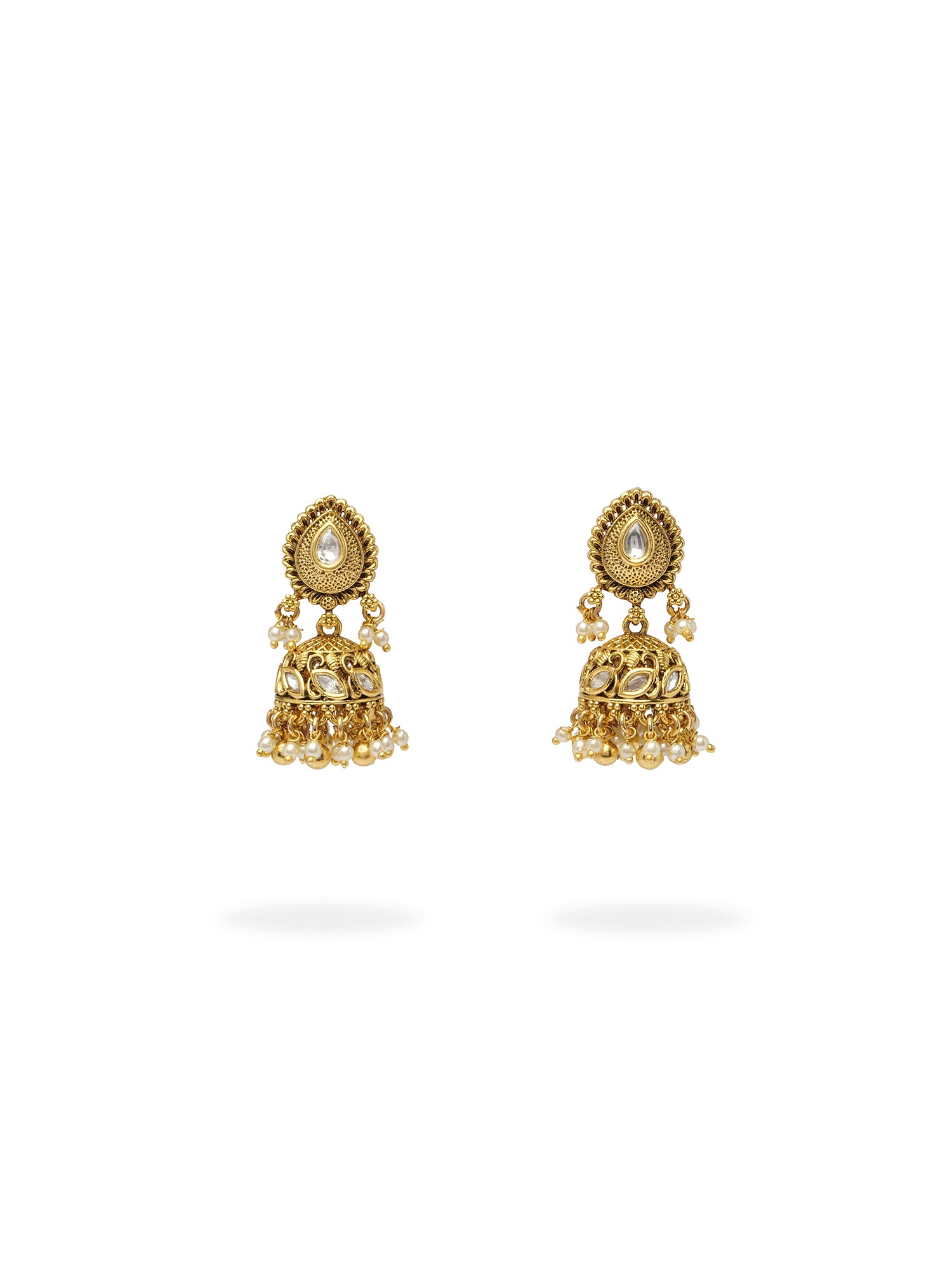 Tripti Kundan Jhumka Earrings in White