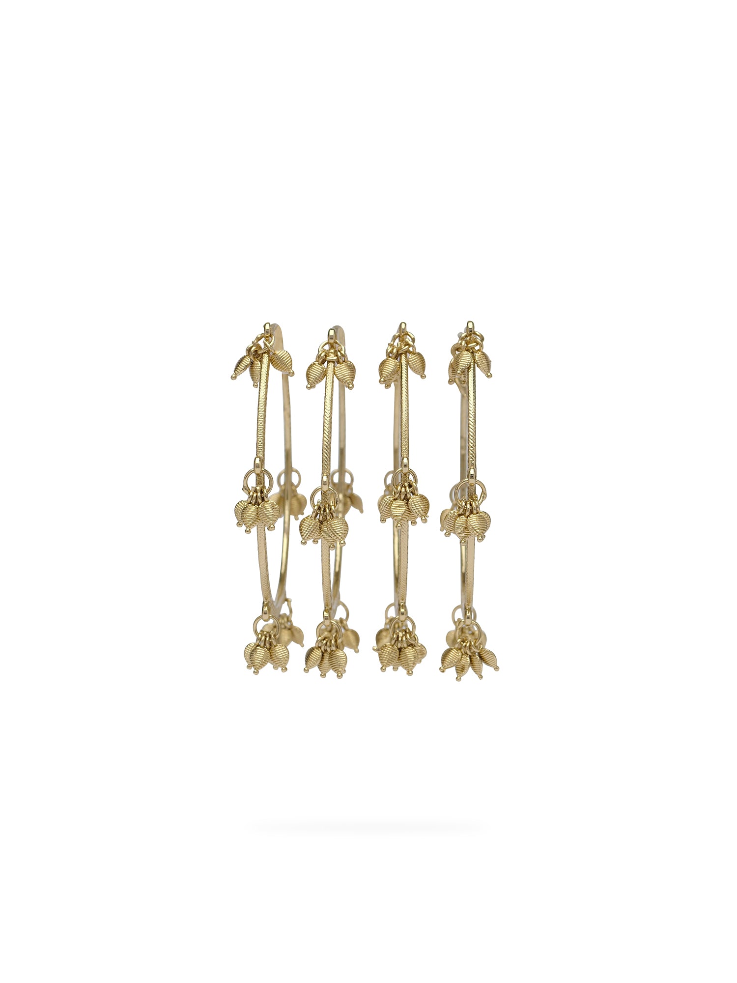 Tulsi Leaf Drop Bangles in Antique Gold
