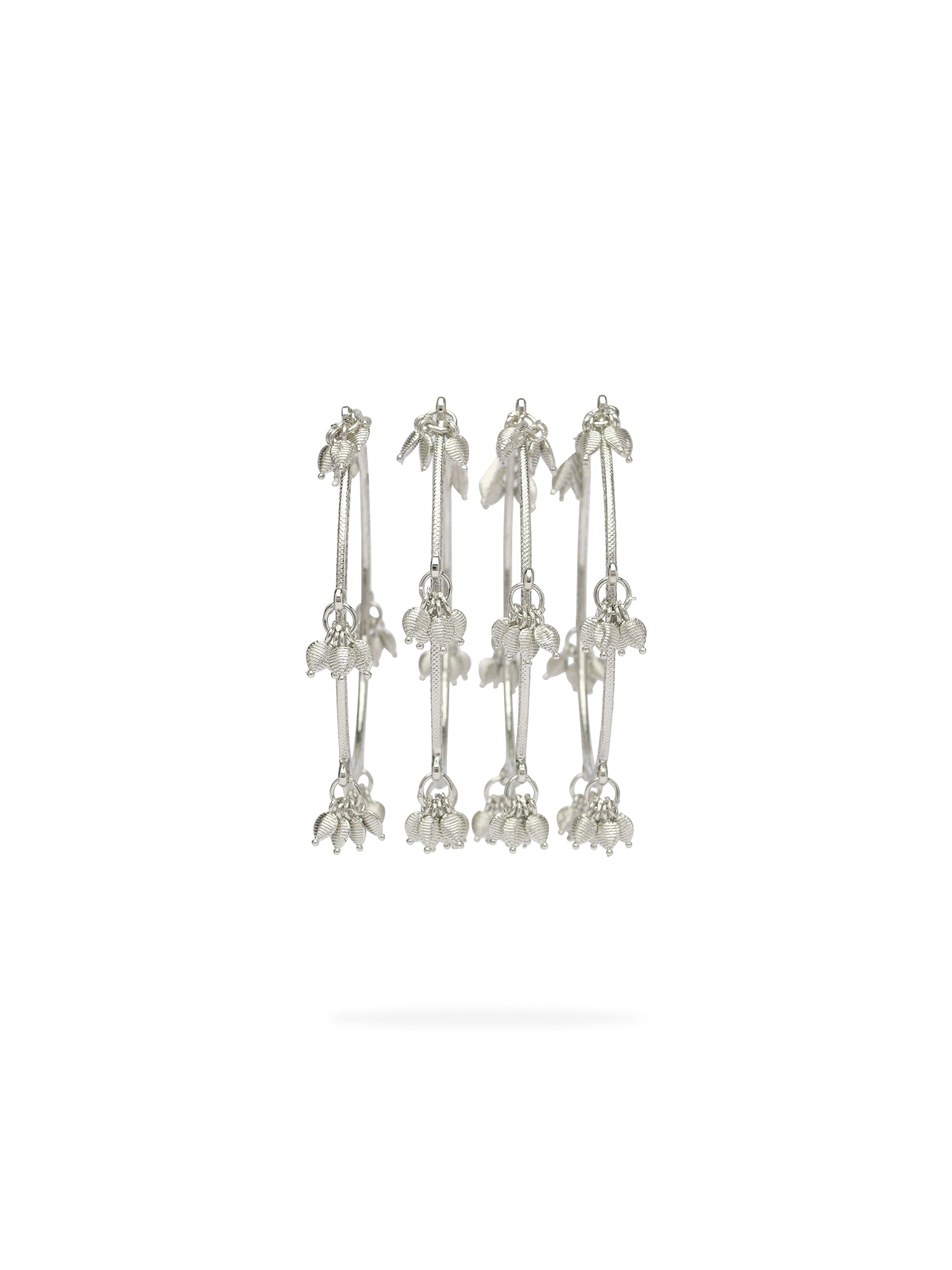 Tulsi Leaf Drop Bangles in Rhodium 