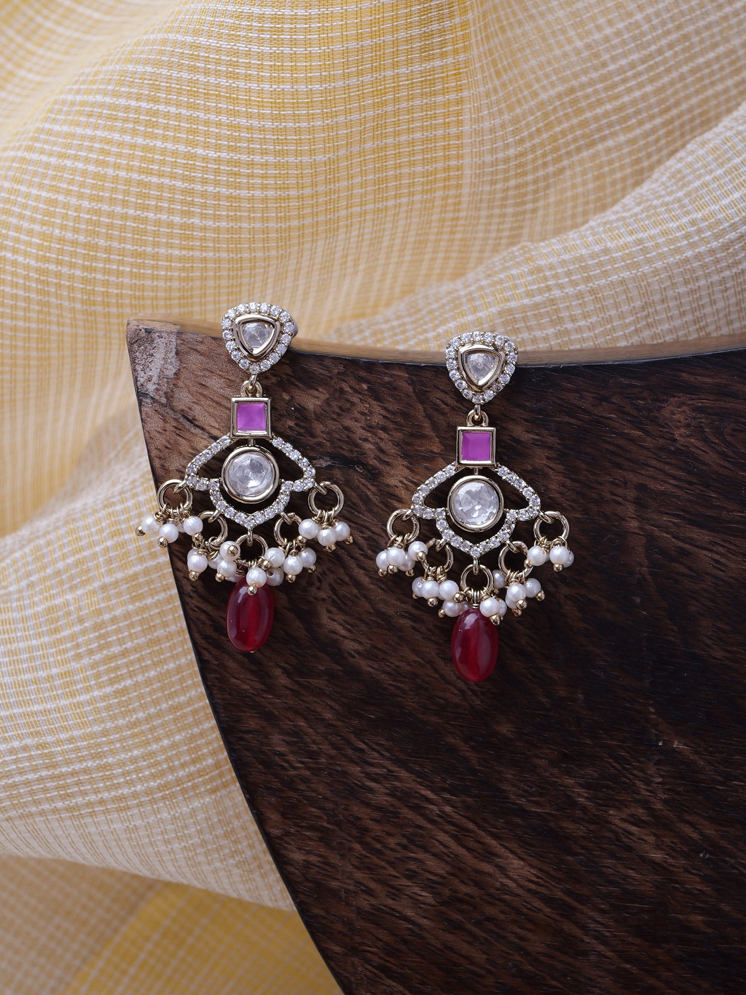 Uma Kundan Earrings in Ruby