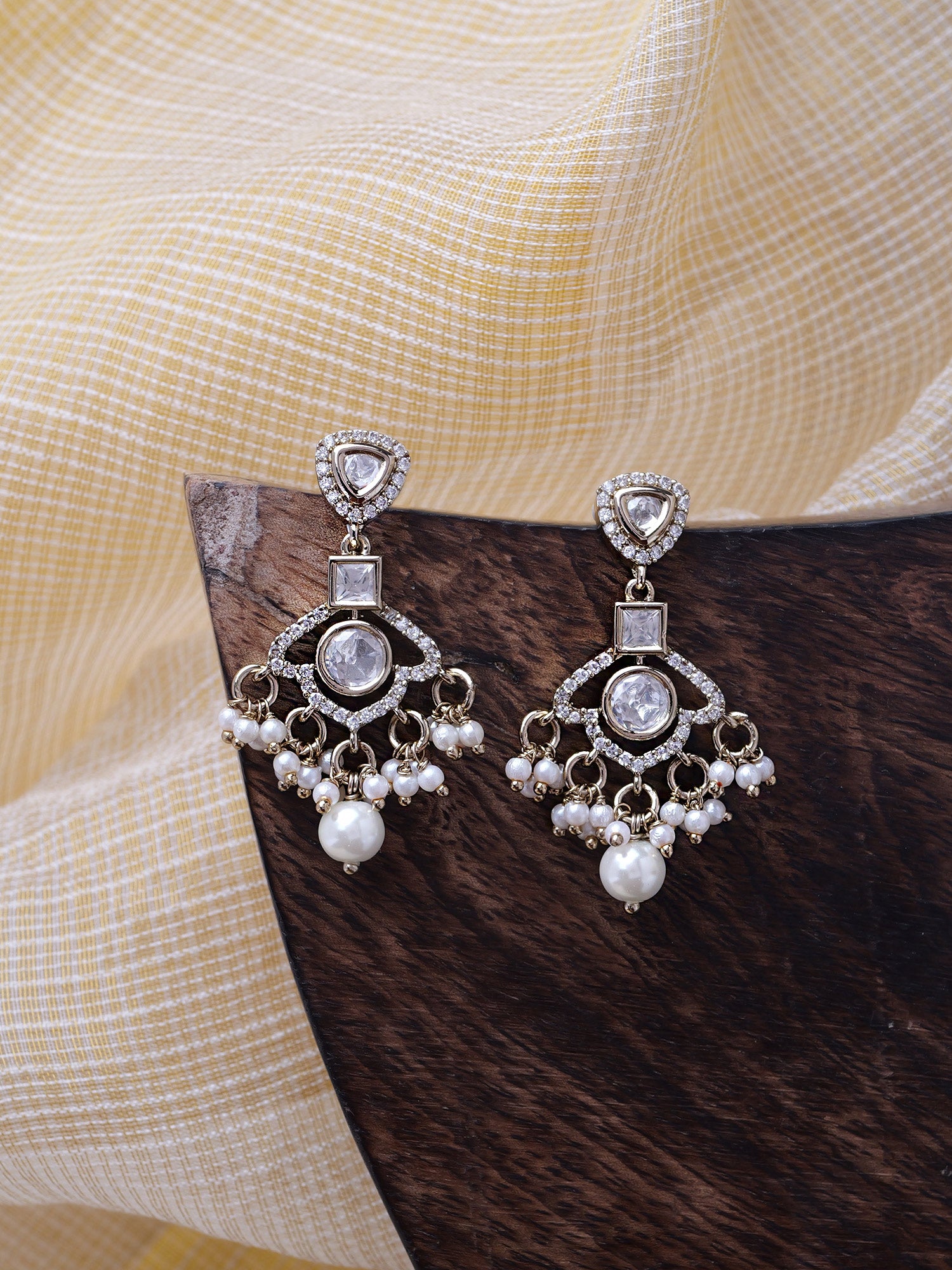 Uma Kundan Earrings in White