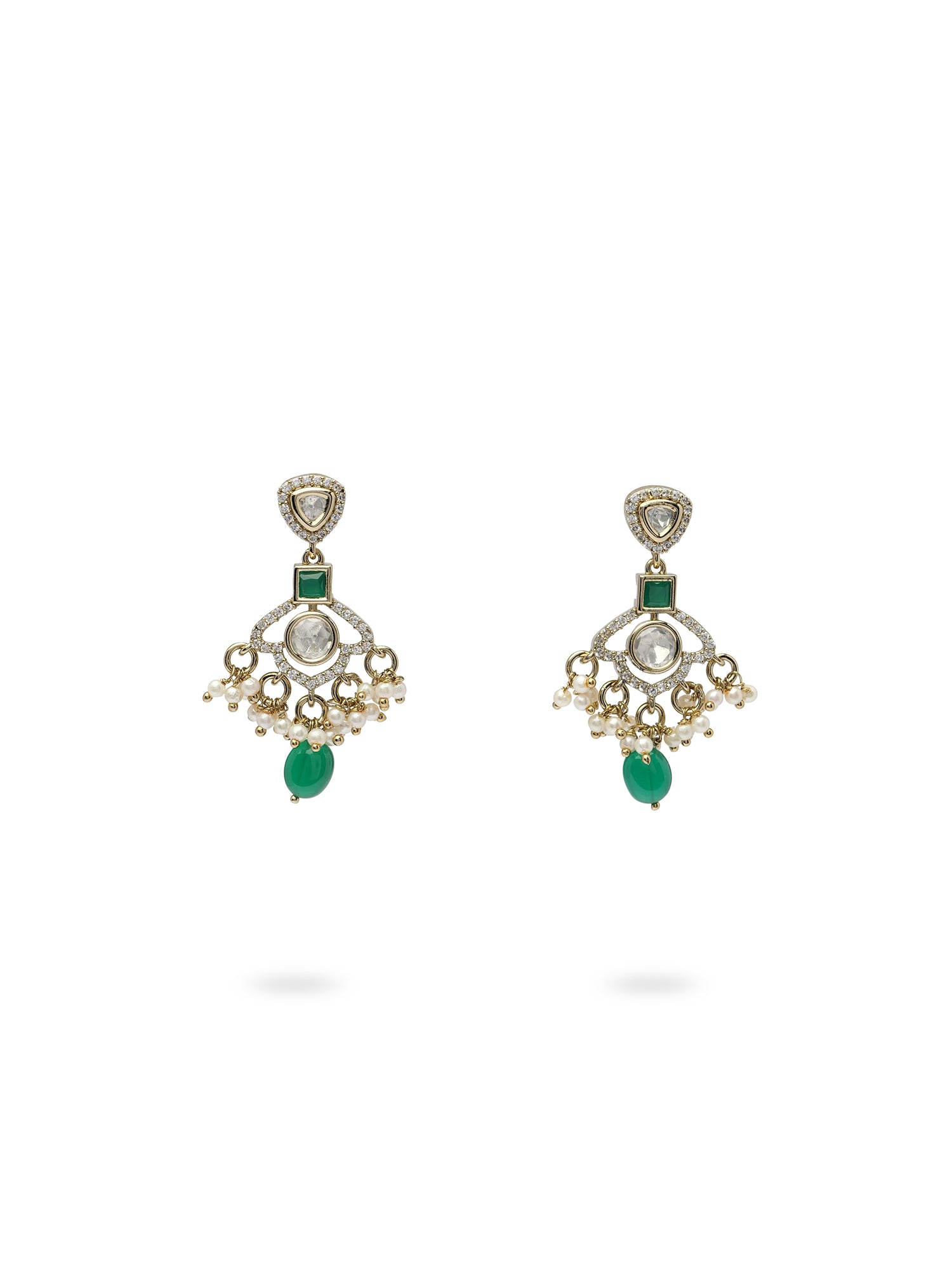 Uma Kundan Earrings in Green