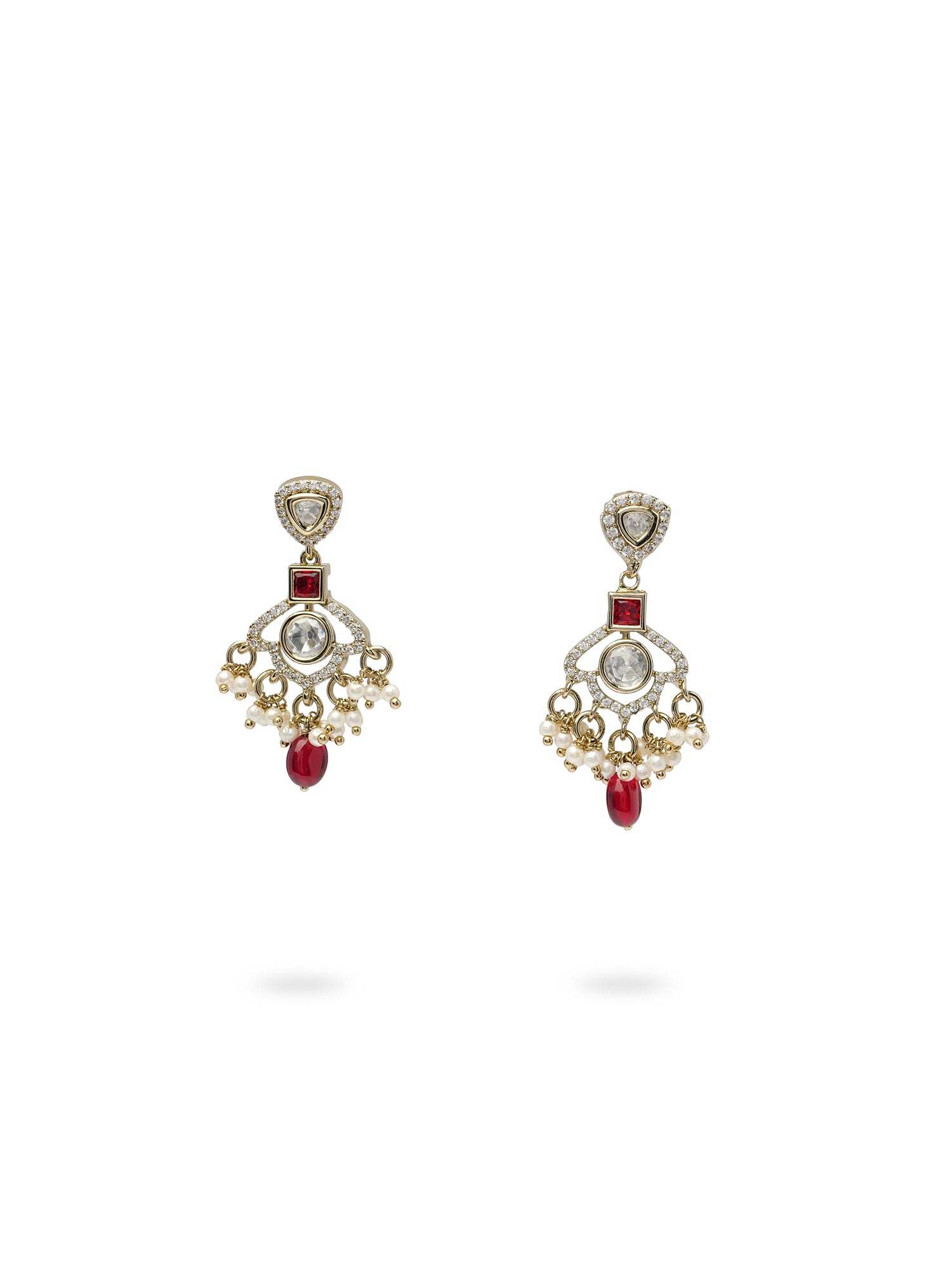 Uma Kundan Earrings in Maroon