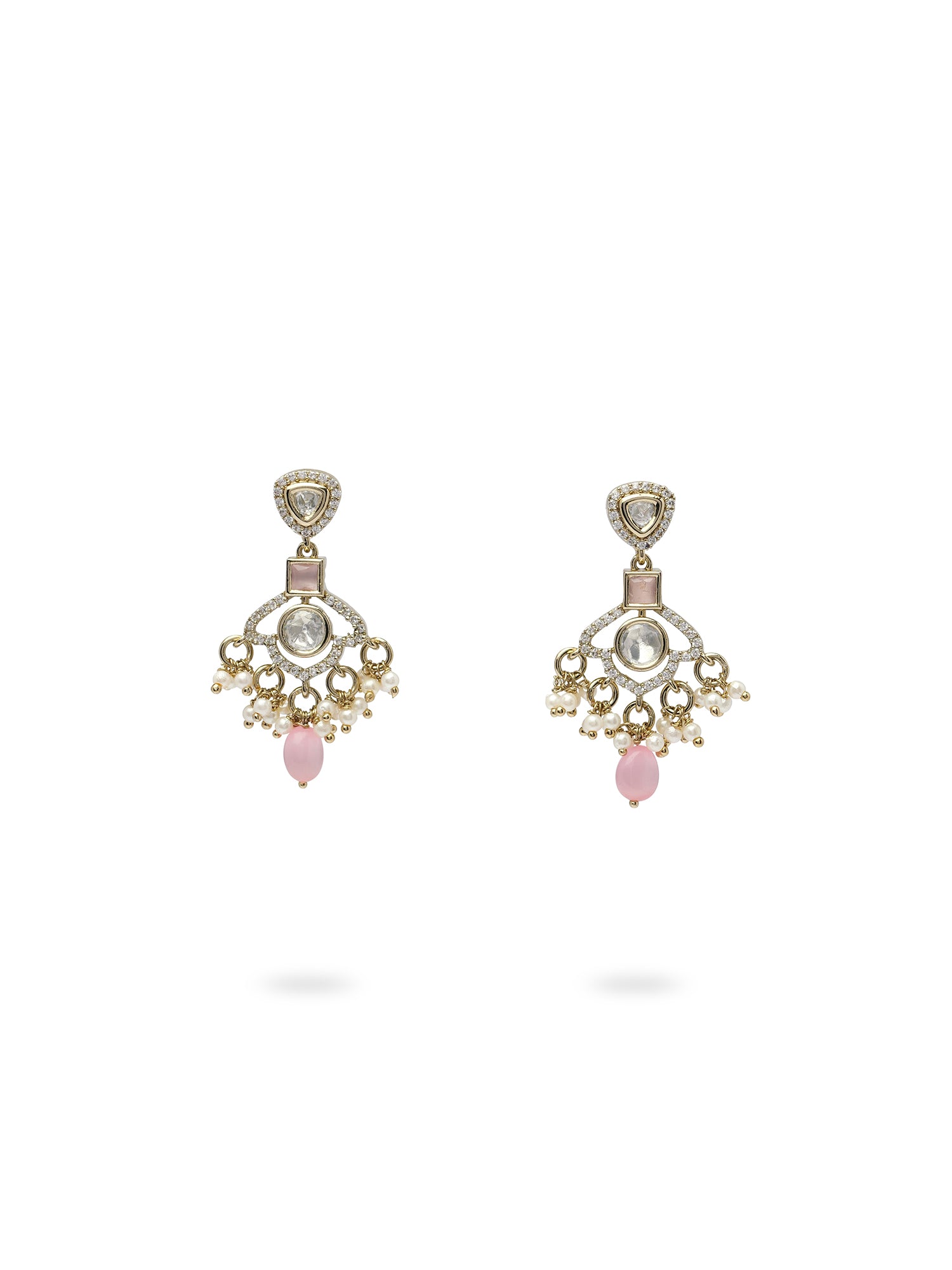 Uma Kundan Earrings in Pink