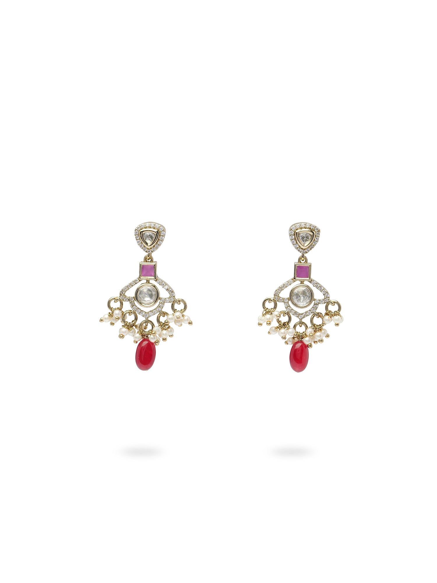 Uma Kundan Earrings in Ruby
