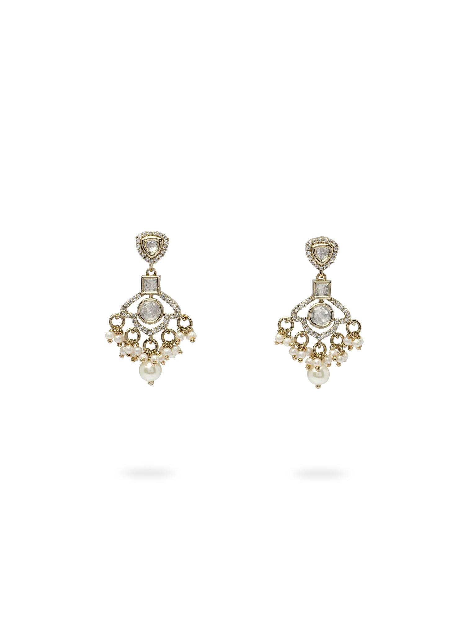 Uma Kundan Earrings in White