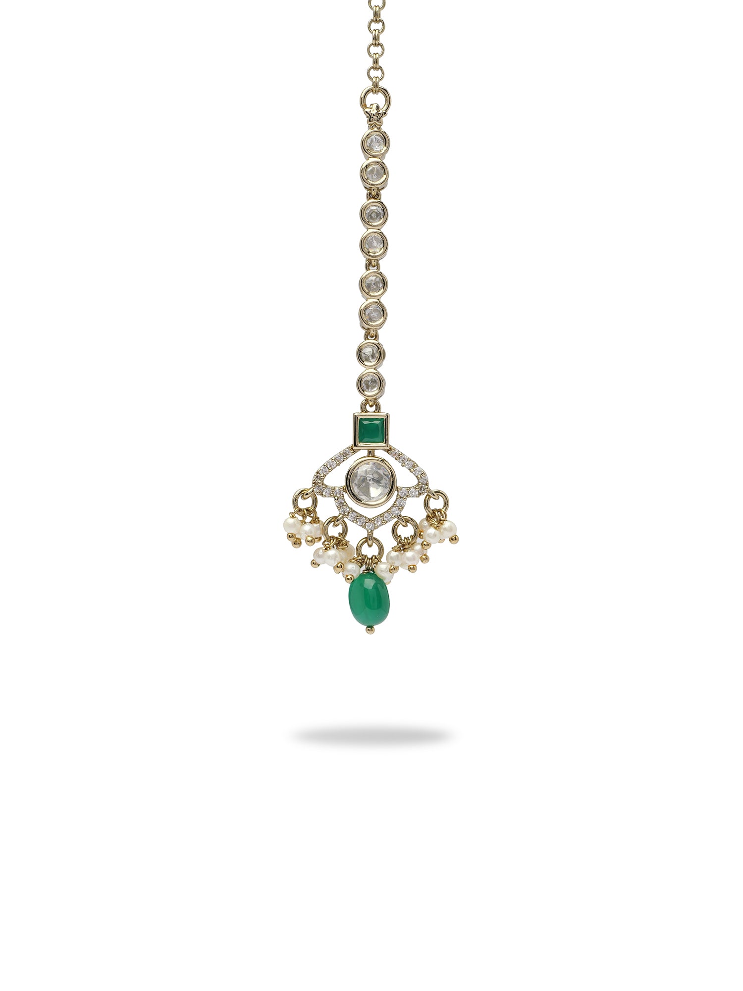 Uma Kundan Maang Tikka in Green