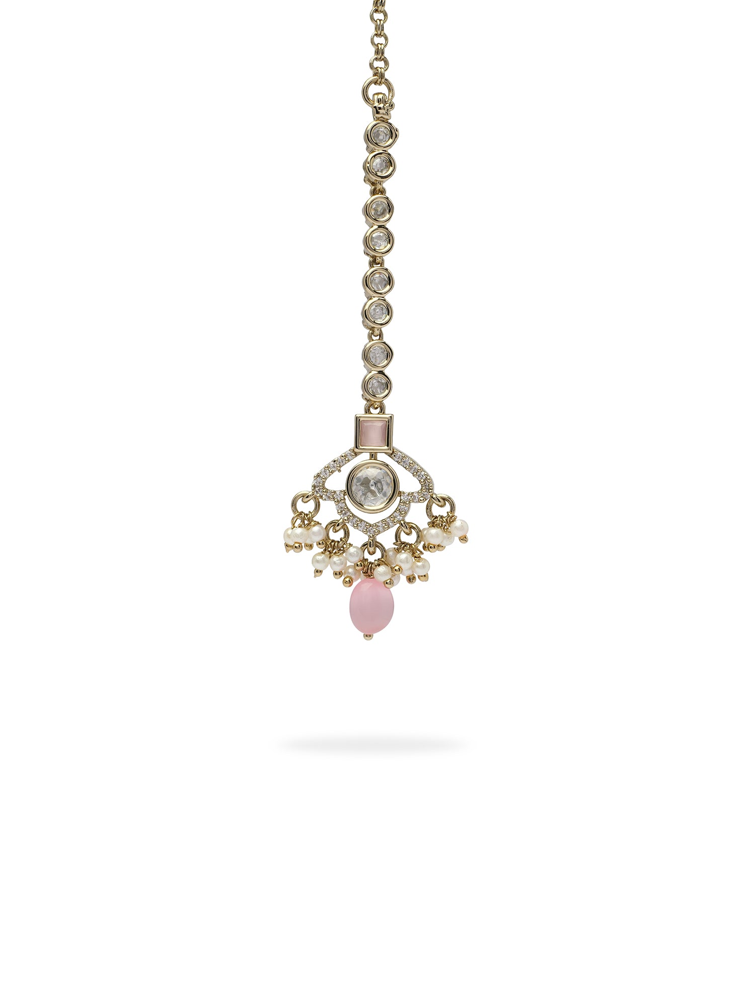 Uma Kundan Maang Tikka in Pink