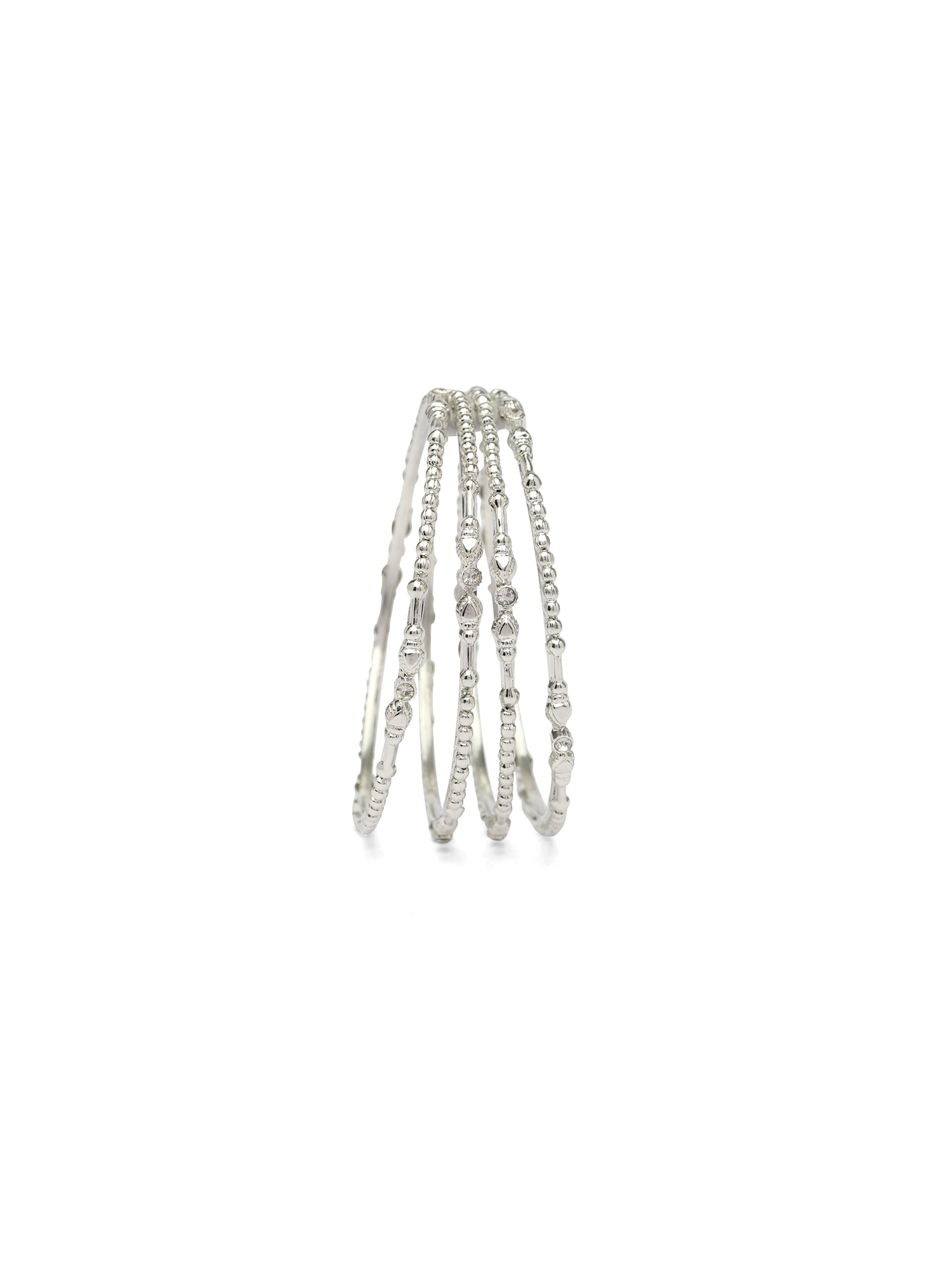 Urvi Diamante Bangles in Rhodium