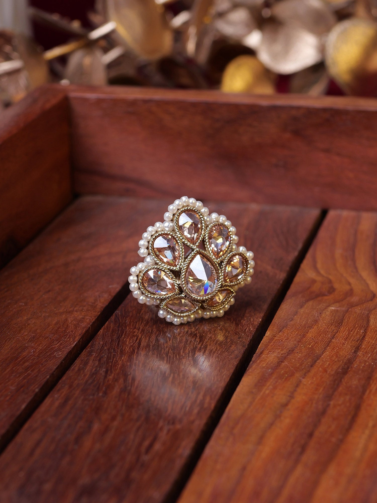 Utsav Pearl Ring in Champagne