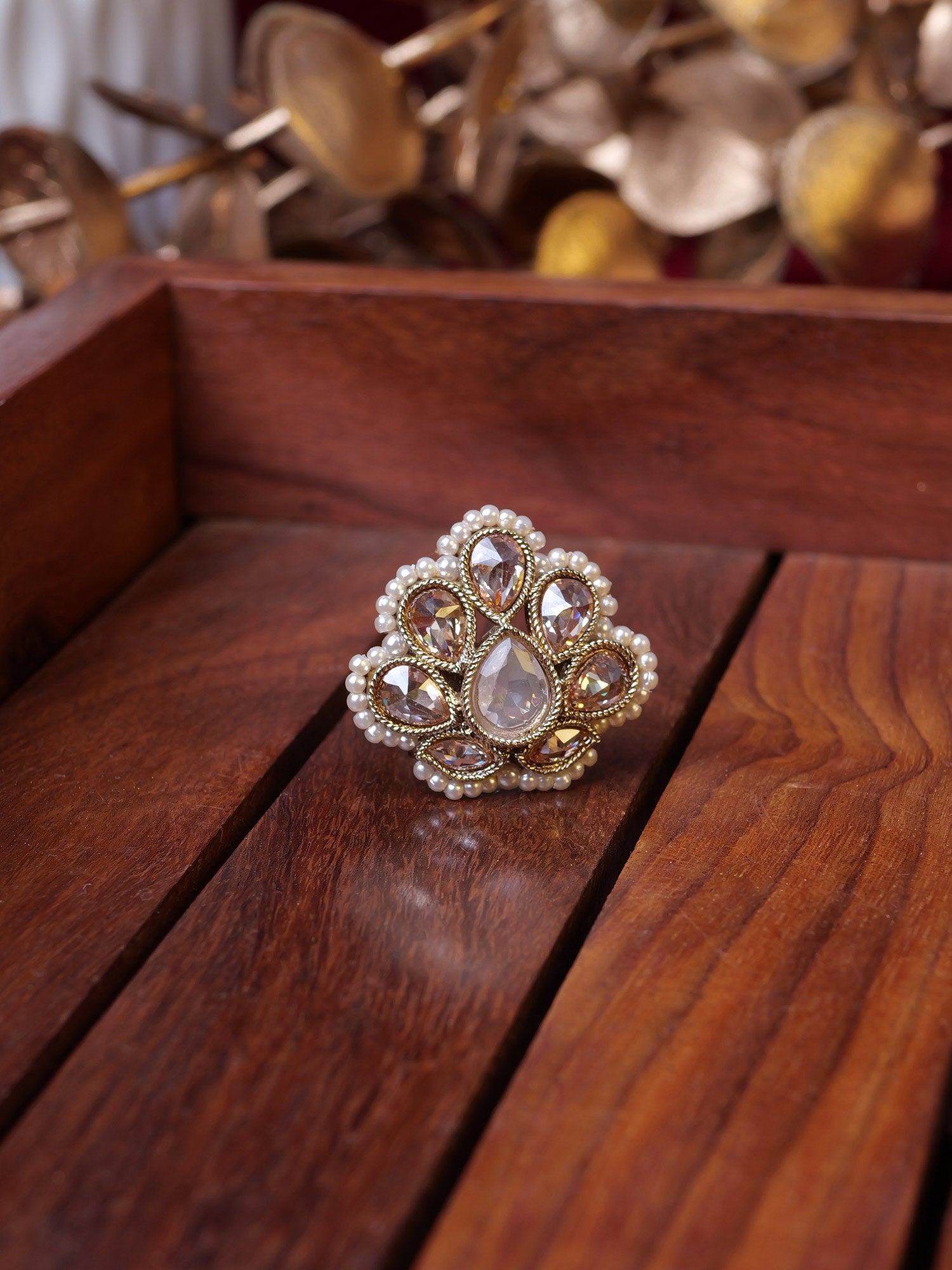 Utsav Pearl Ring in Light Pink