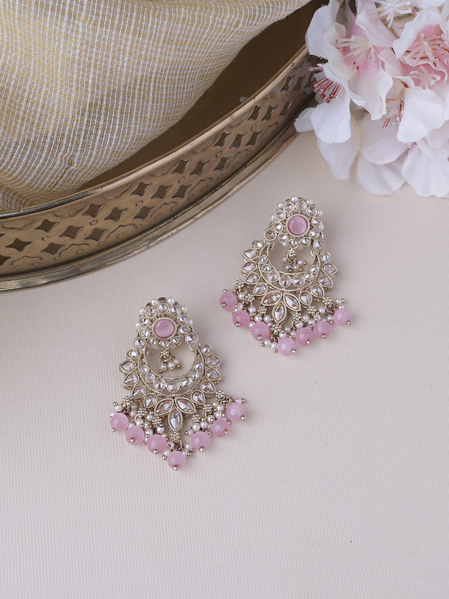 Vaishali Earrings in Light Pink