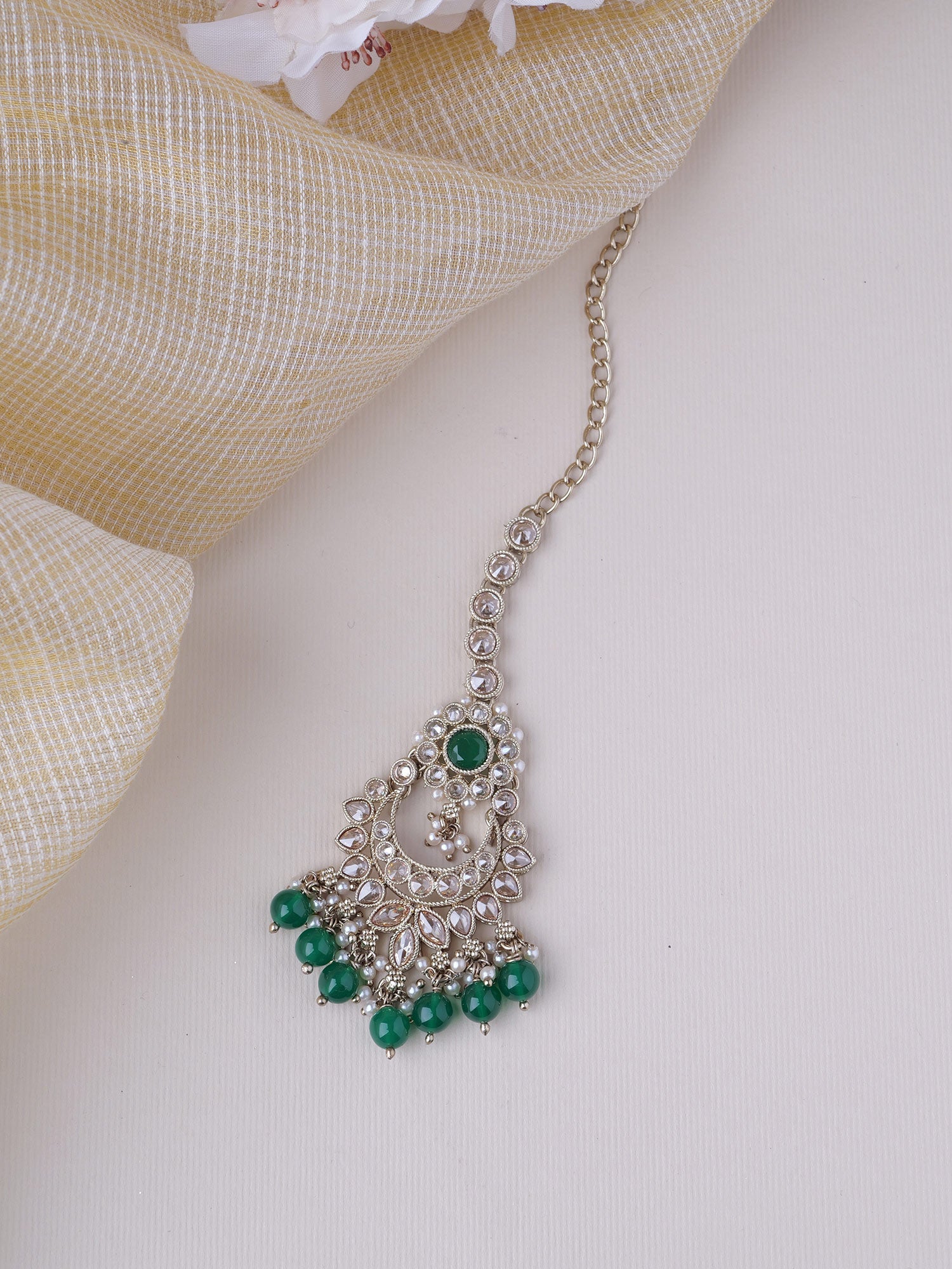 Vaishali Maang Tikka in Green