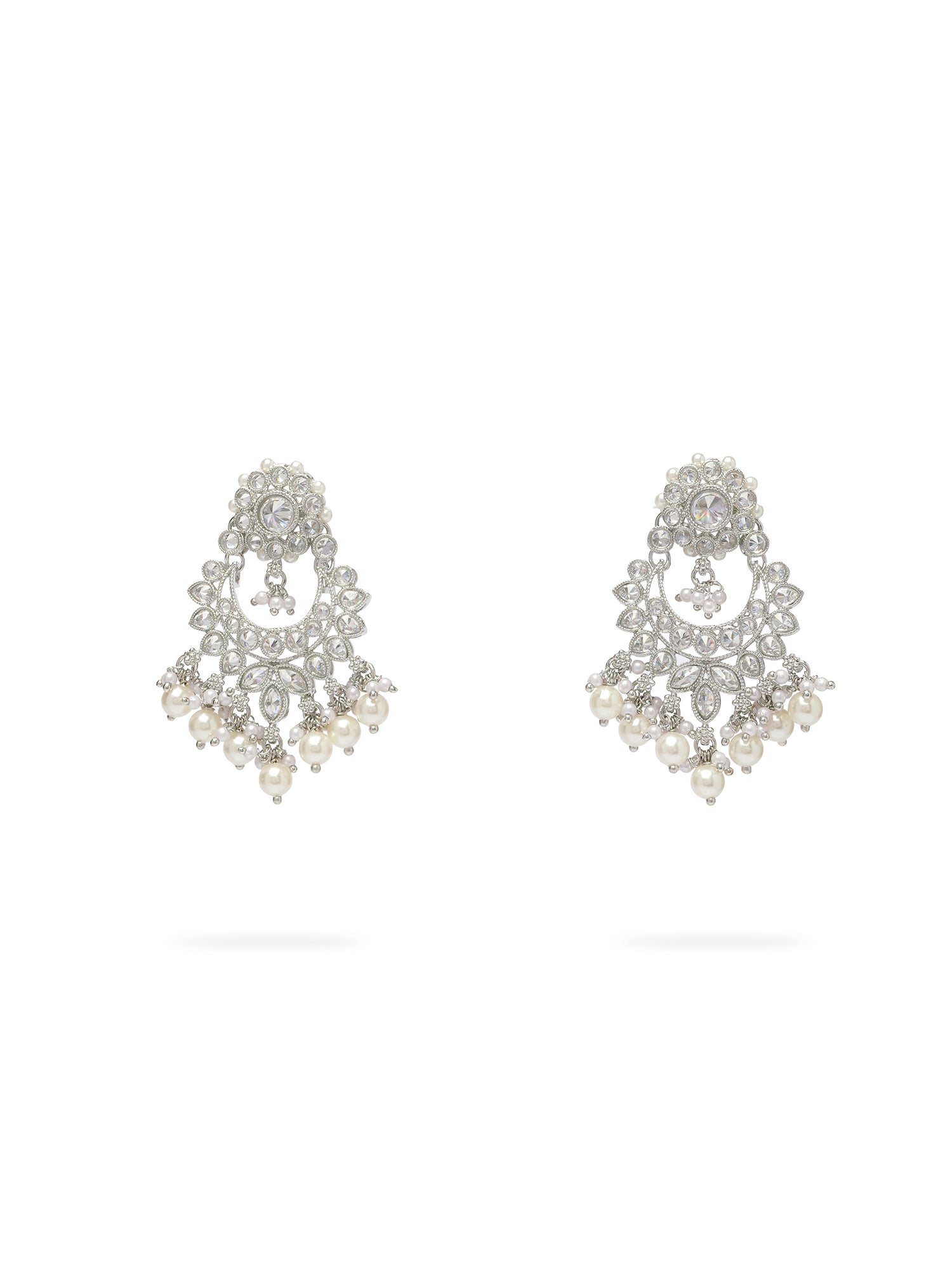 Vaishali Earrings in Rhodium
