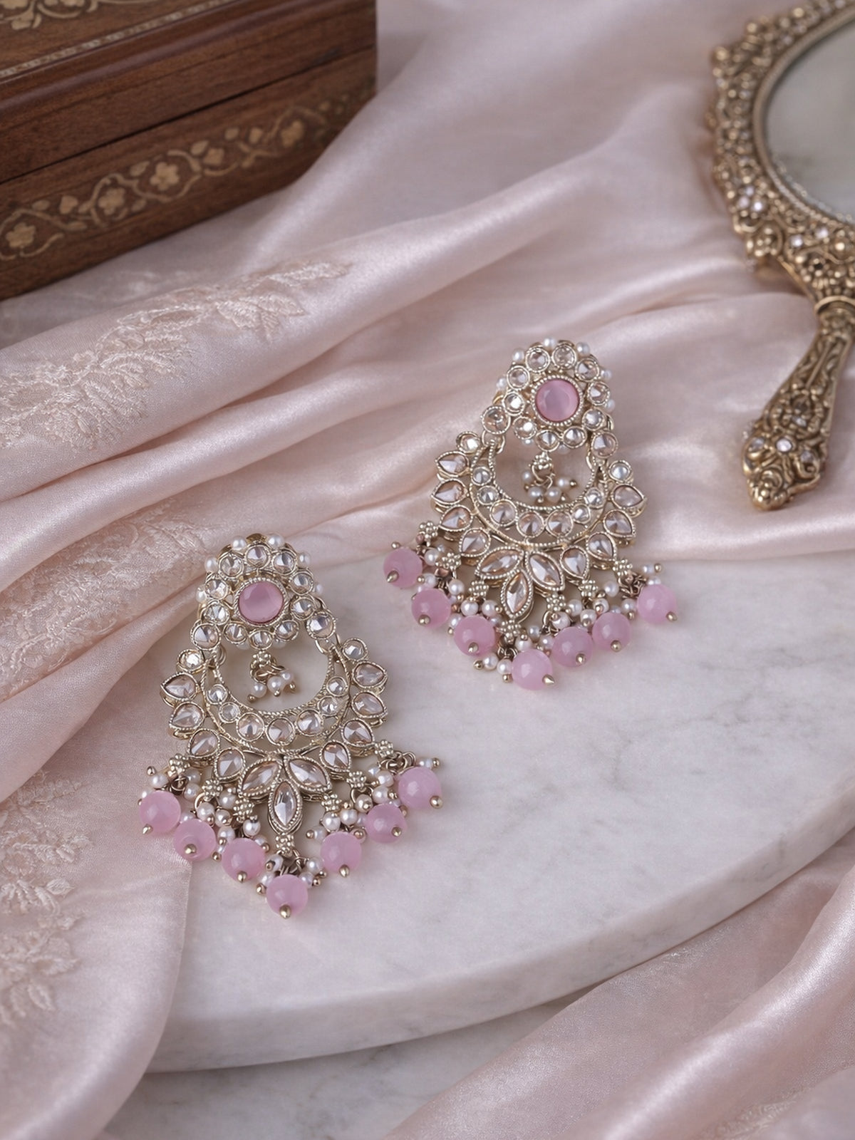 Vaishali Earrings in Light Pink