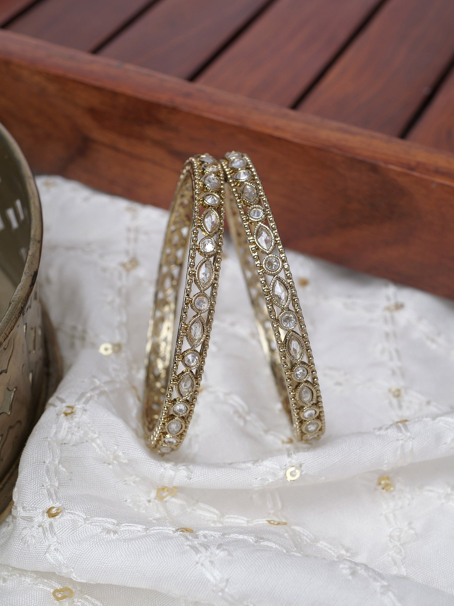 Vamika Kada Bangles in White