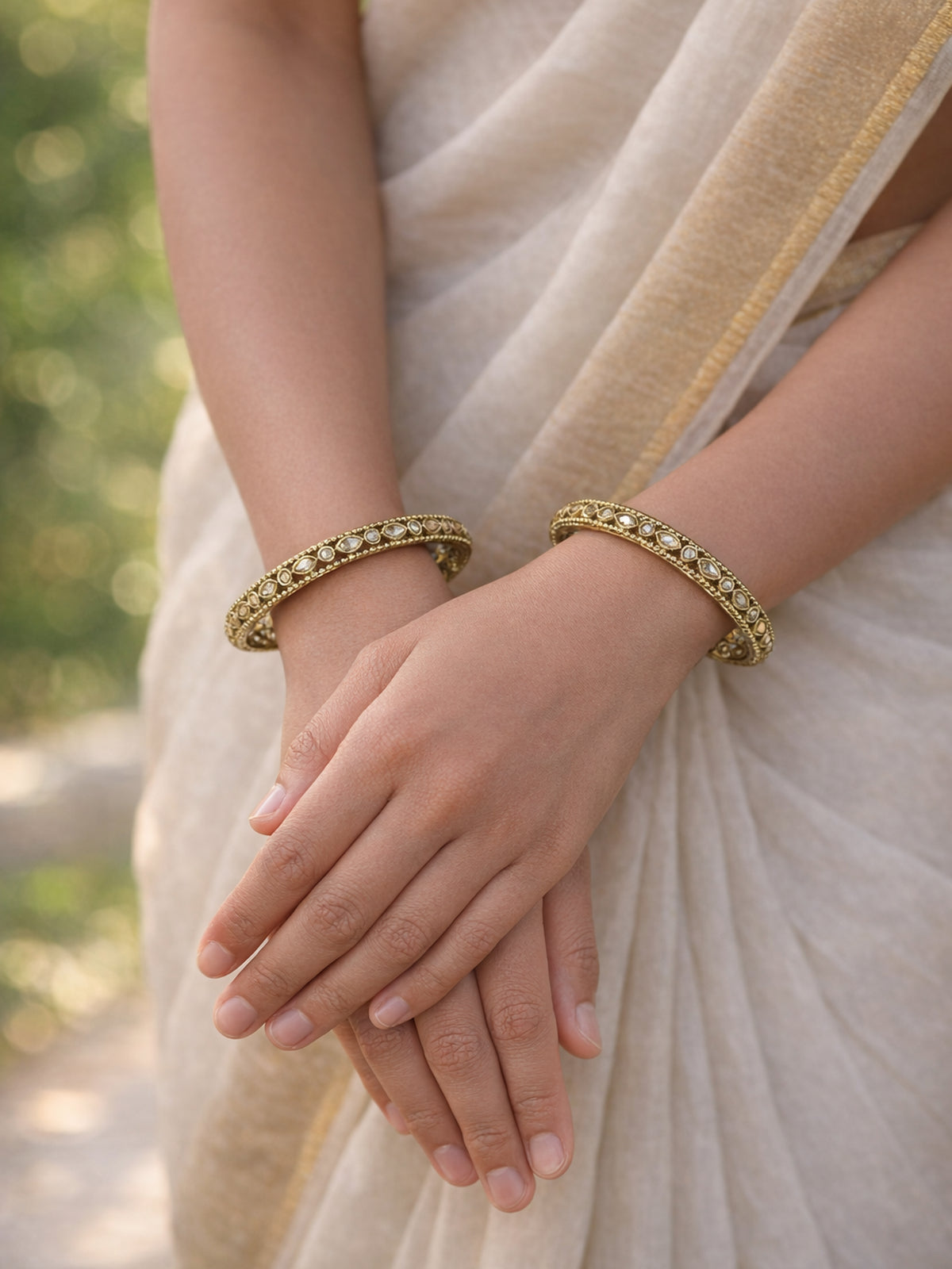 Vamika Kada Bangles in Champagne 