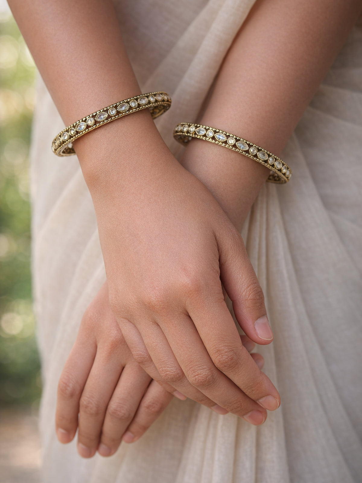 Vamika Kada Bangles in White 