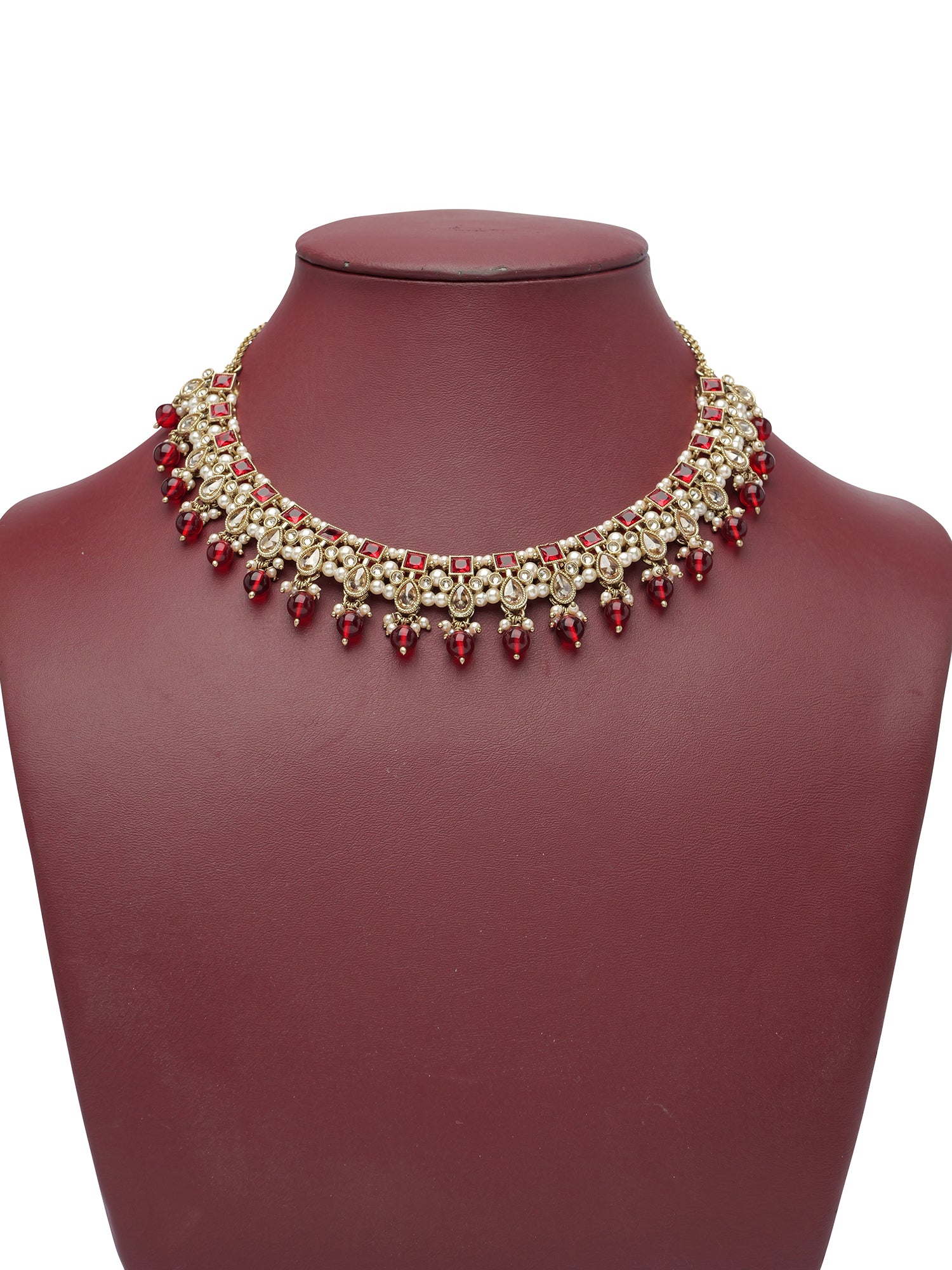 Vanisha Necklace Set in Maroon