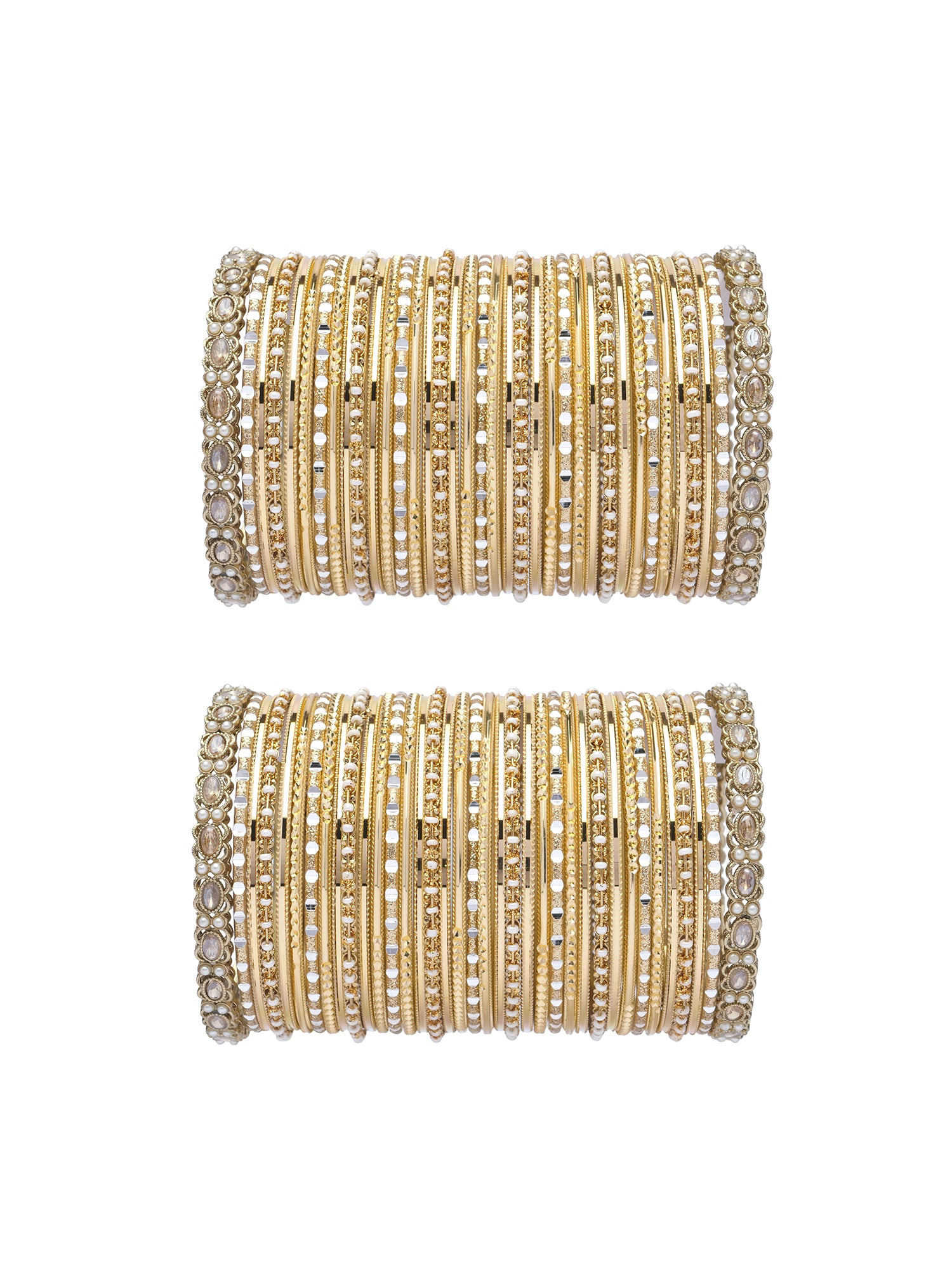 Varisha Two Hand Bangle Set in Antique Gold